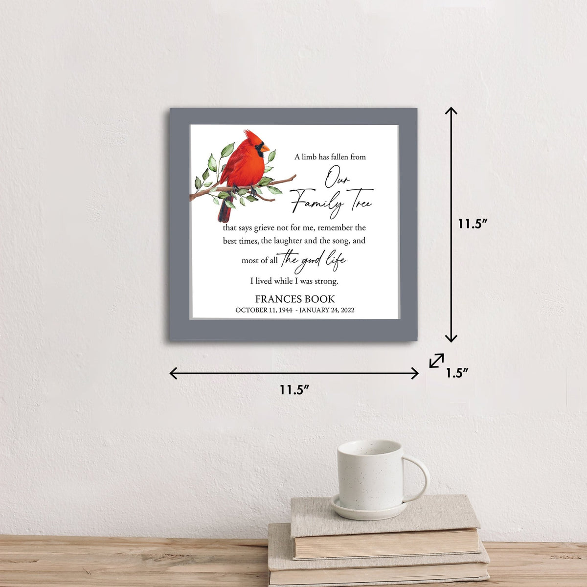 Personalized Memorial Framed Shadow Box for Loss of Loved One - A Limb Has Fallen From - LifeSong Milestones