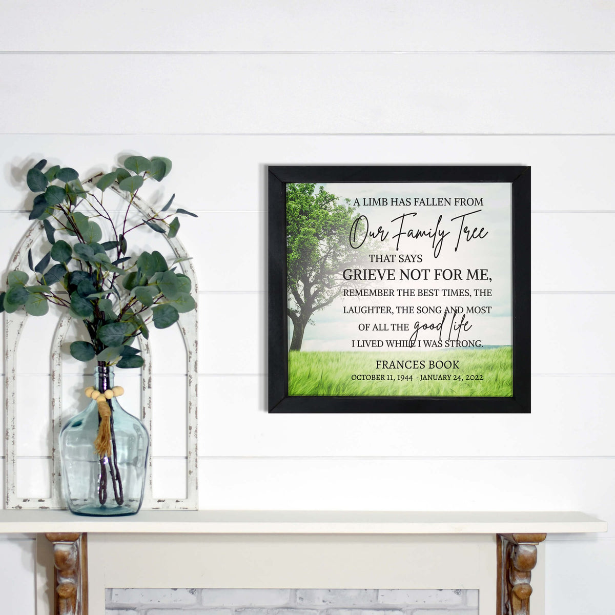 Personalized Memorial Framed Shadow Box for Loss of Loved One - A Limb Has Fallen From - LifeSong Milestones