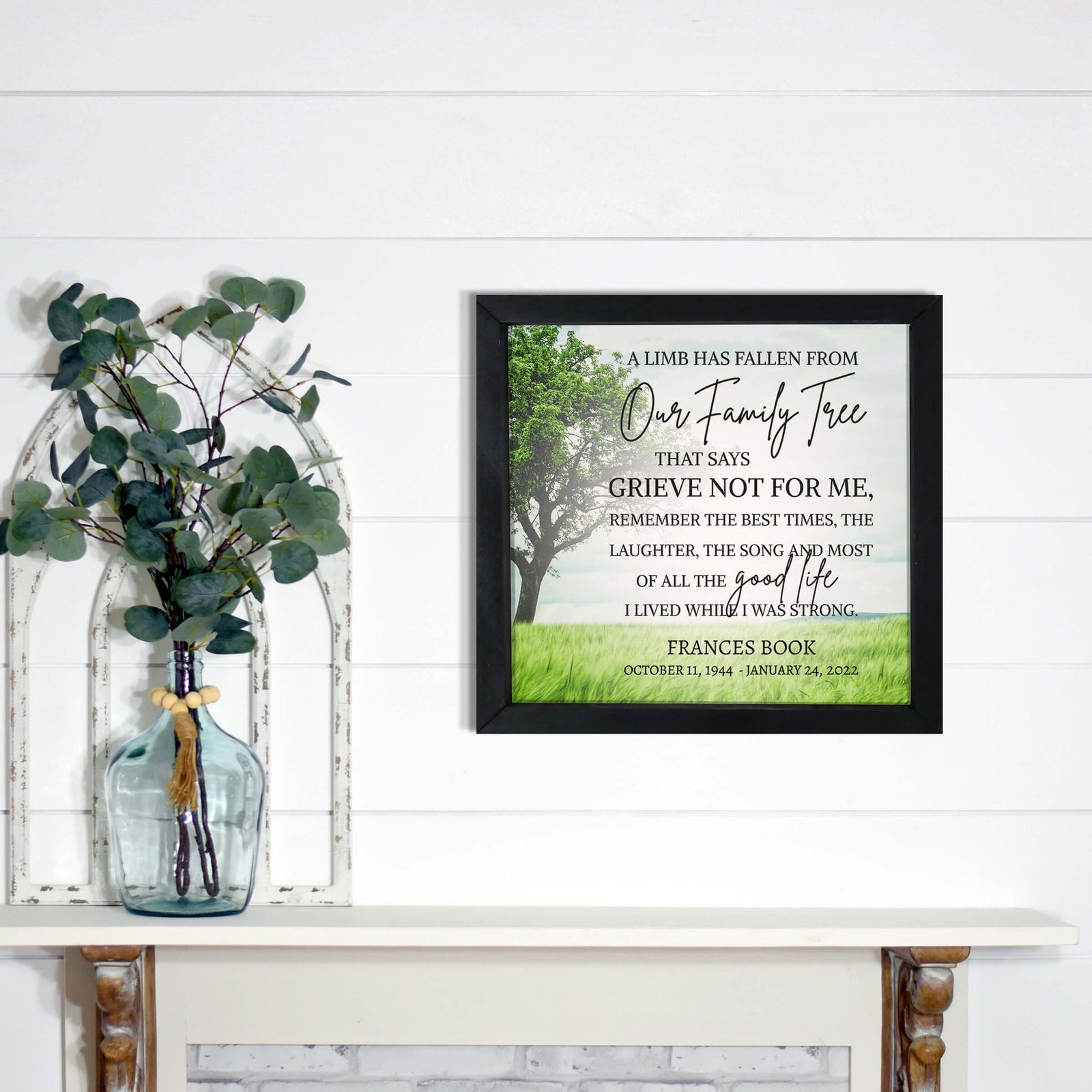 Personalized Memorial Framed Shadow Box for Loss of Loved One - A Limb Has Fallen From - LifeSong Milestones