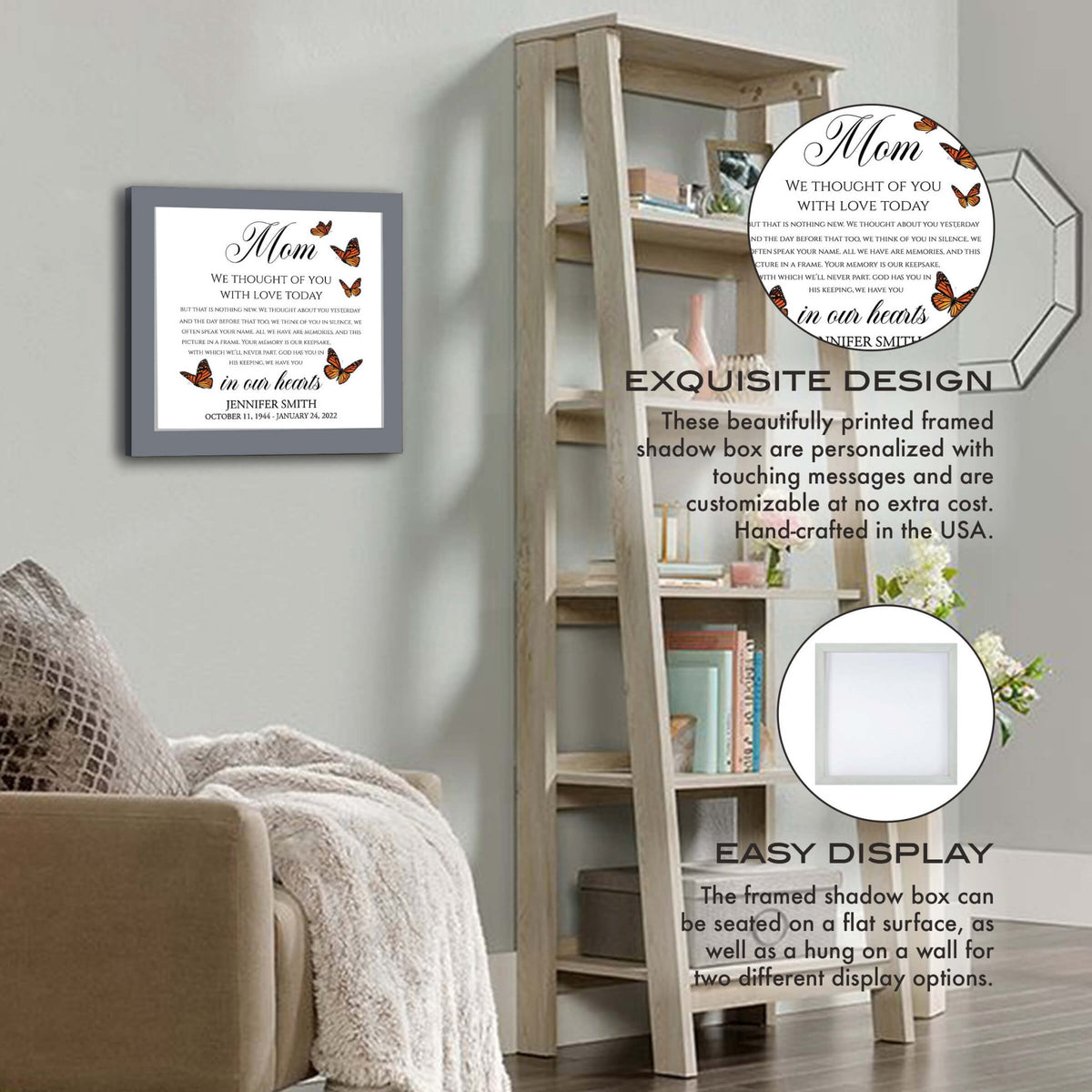 Personalized Memorial Framed Shadow Box for Loss of Loved One - I Thought Of You - LifeSong Milestones