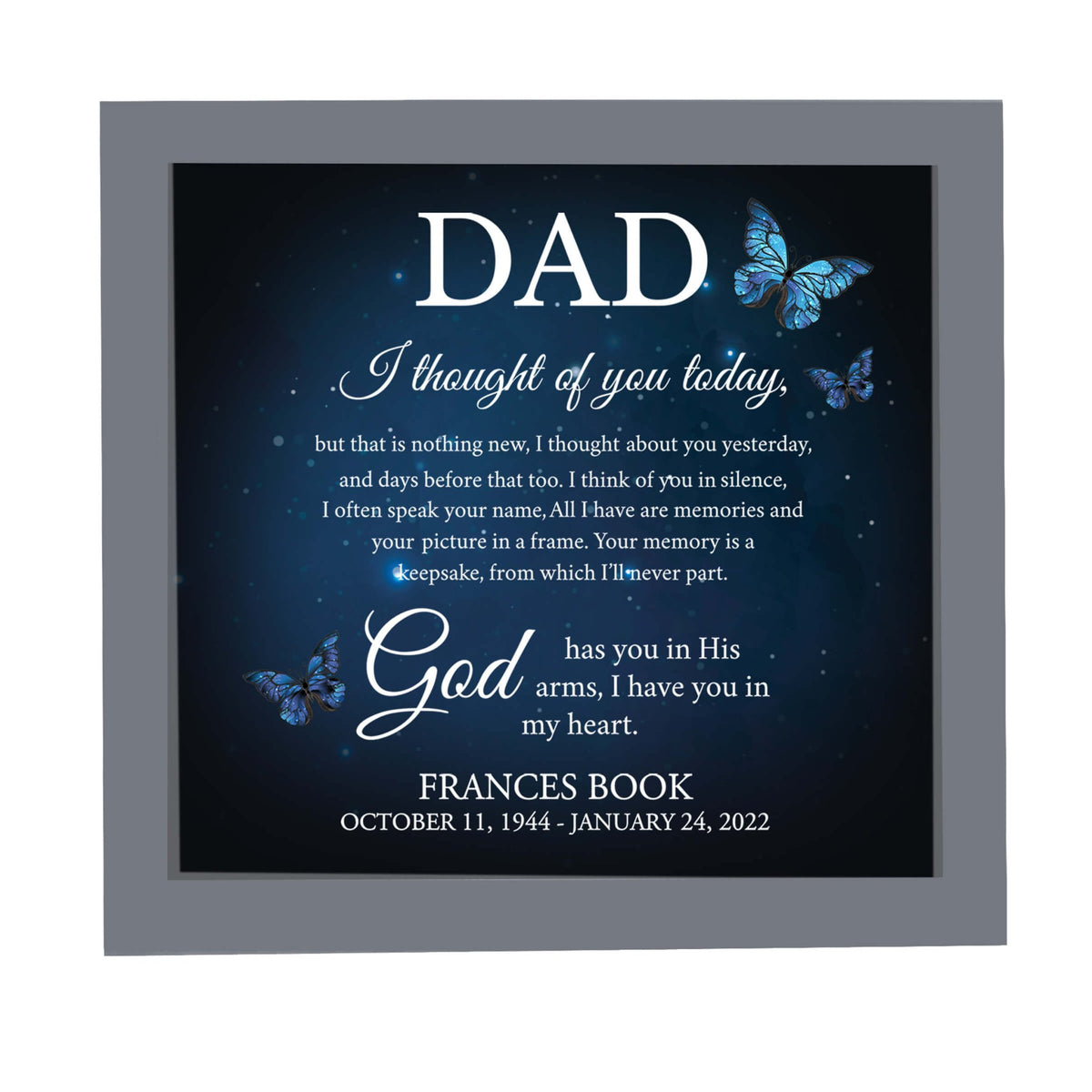 Personalized Memorial Framed Shadow Box for Loss of Loved One - I Thought Of You - LifeSong Milestones
