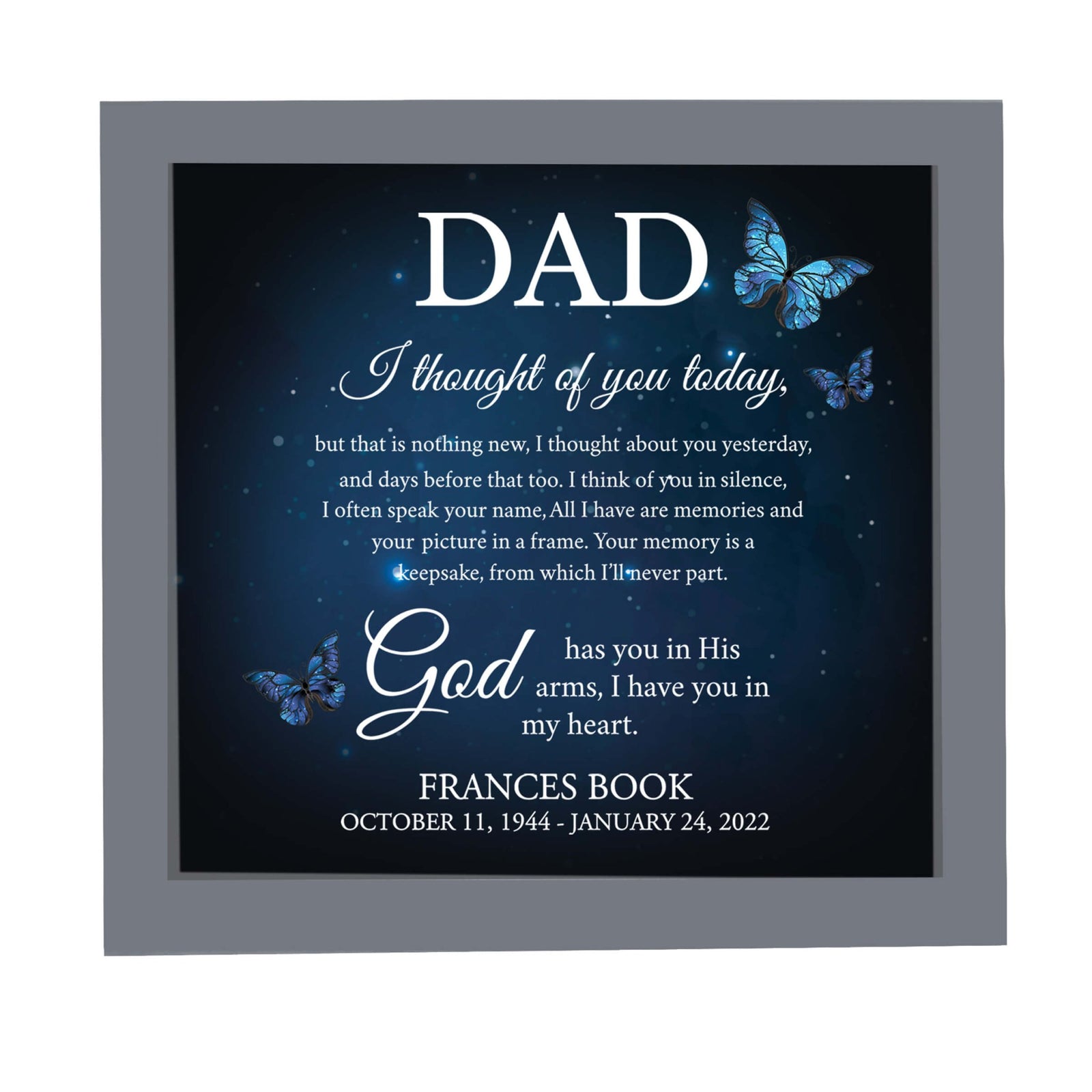 Personalized Memorial Framed Shadow Box for Loss of Loved One - I Thought Of You - LifeSong Milestones