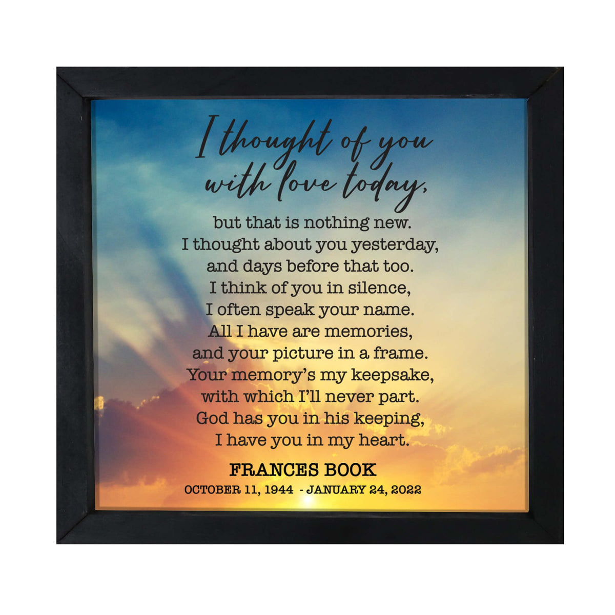 Personalized Memorial Framed Shadow Box for Loss of Loved One - I Thought Of You - LifeSong Milestones