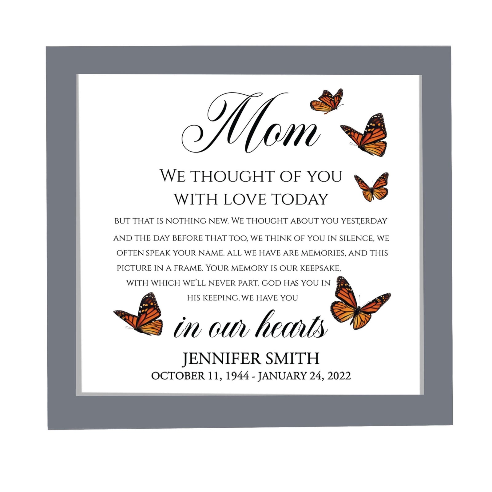 Personalized Memorial Framed Shadow Box for Loss of Loved One - I Thought Of You - LifeSong Milestones