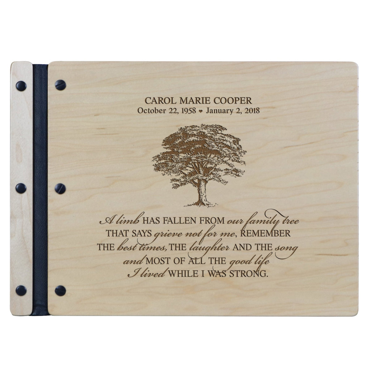 Personalized Memorial Funeral Service Guest Book - Fallen Limb - LifeSong Milestones