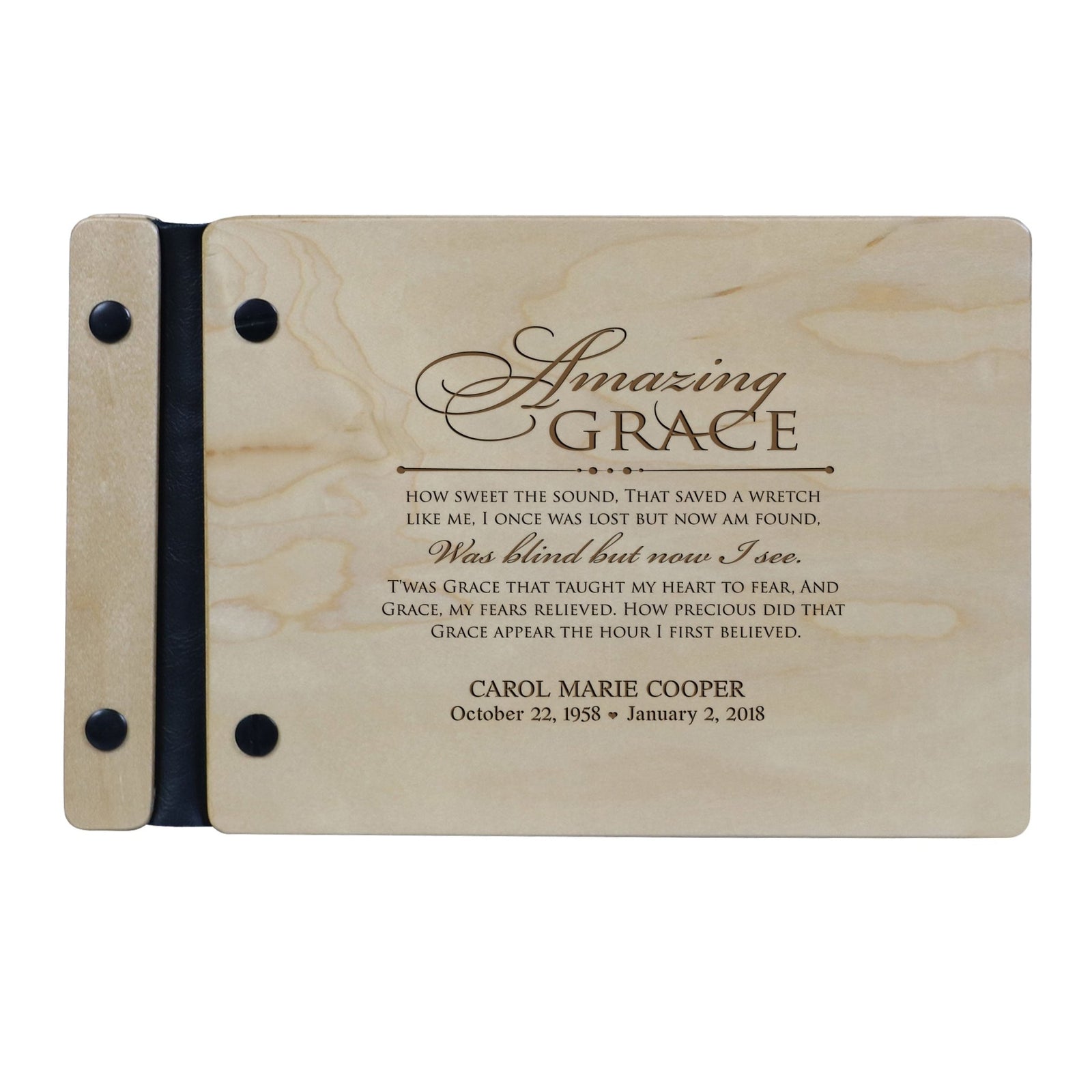 Personalized Memorial Guest Book - Amazing Grace - LifeSong Milestones