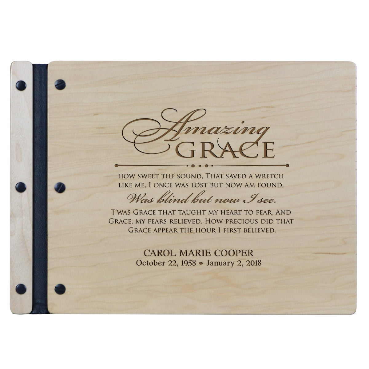 Personalized Memorial Guest Book - Amazing Grace - LifeSong Milestones