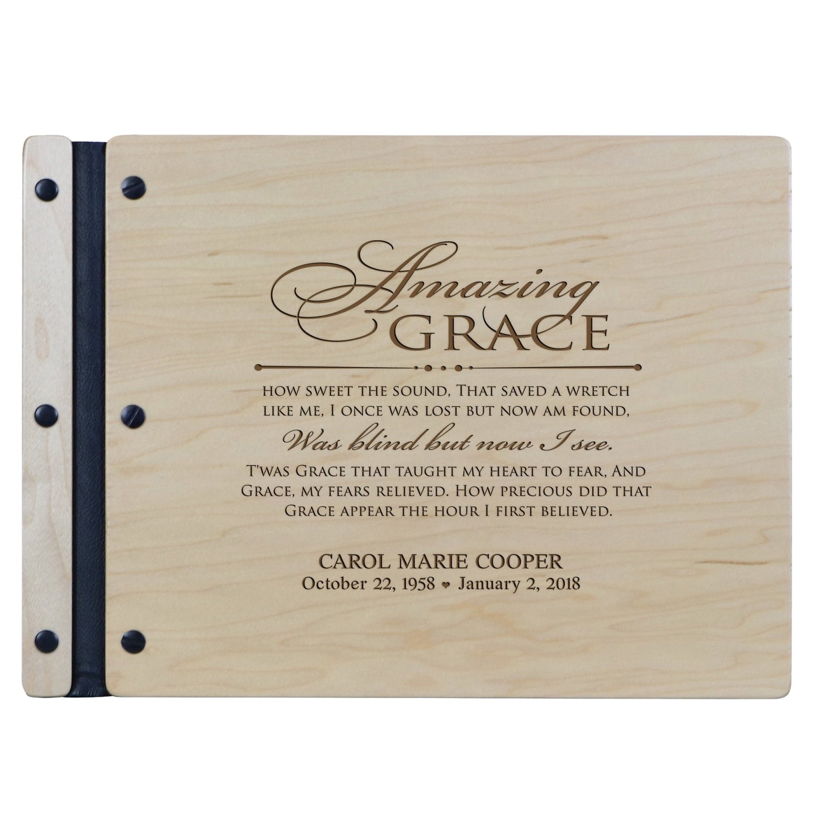 Personalized Memorial Guest Book - Amazing Grace - LifeSong Milestones