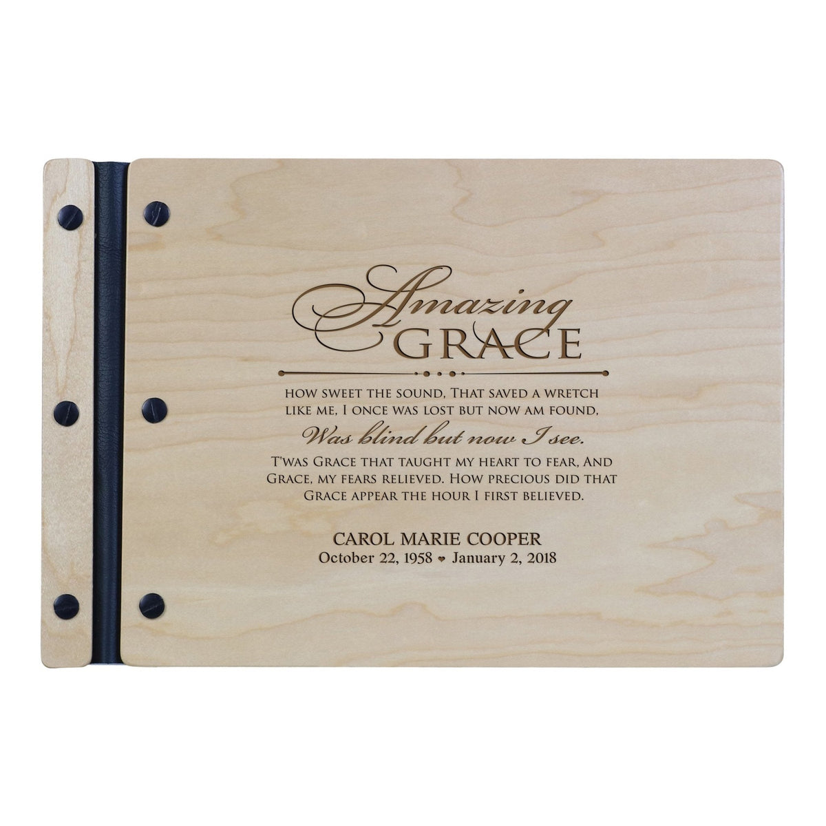 Personalized Memorial Guest Book - Amazing Grace - LifeSong Milestones