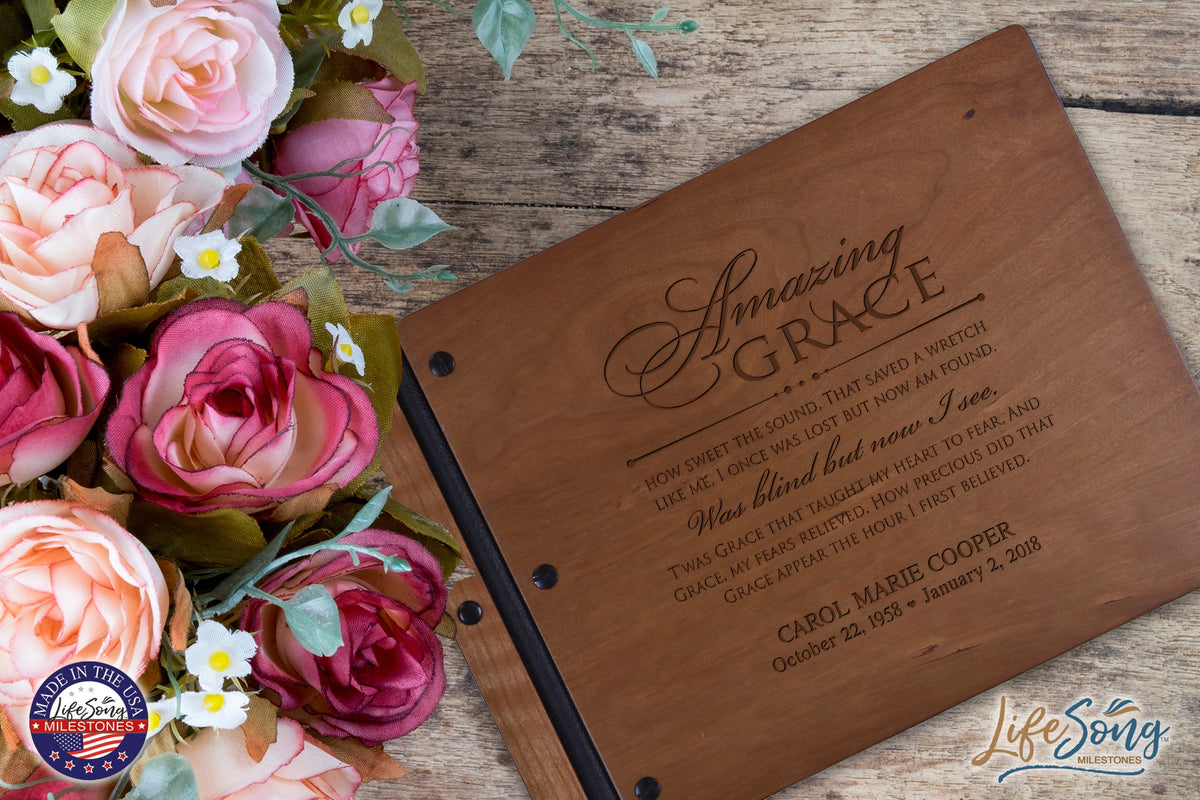 Personalized Memorial Guest Book - Amazing Grace - LifeSong Milestones