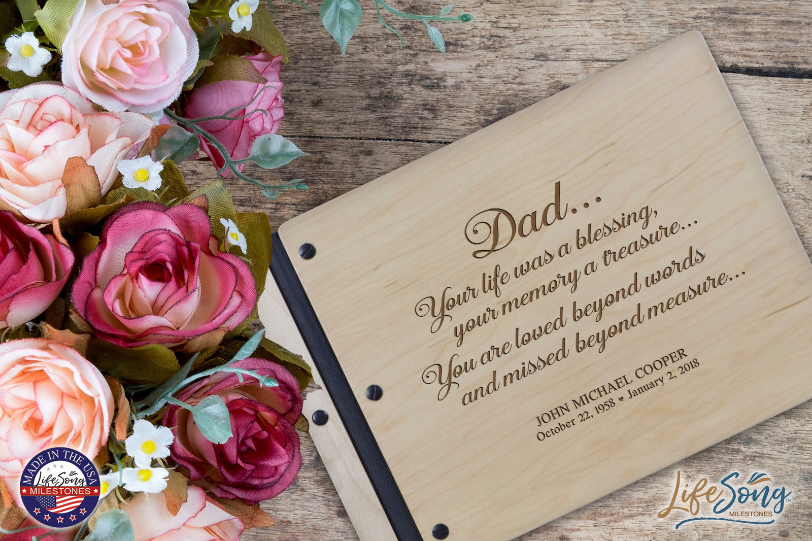 Personalized Memorial Guest Book - Dad - LifeSong Milestones