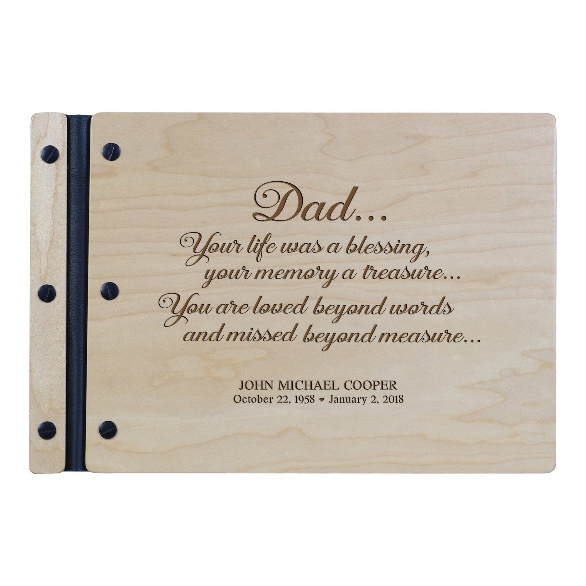 Personalized Memorial Guest Book - Dad Maple