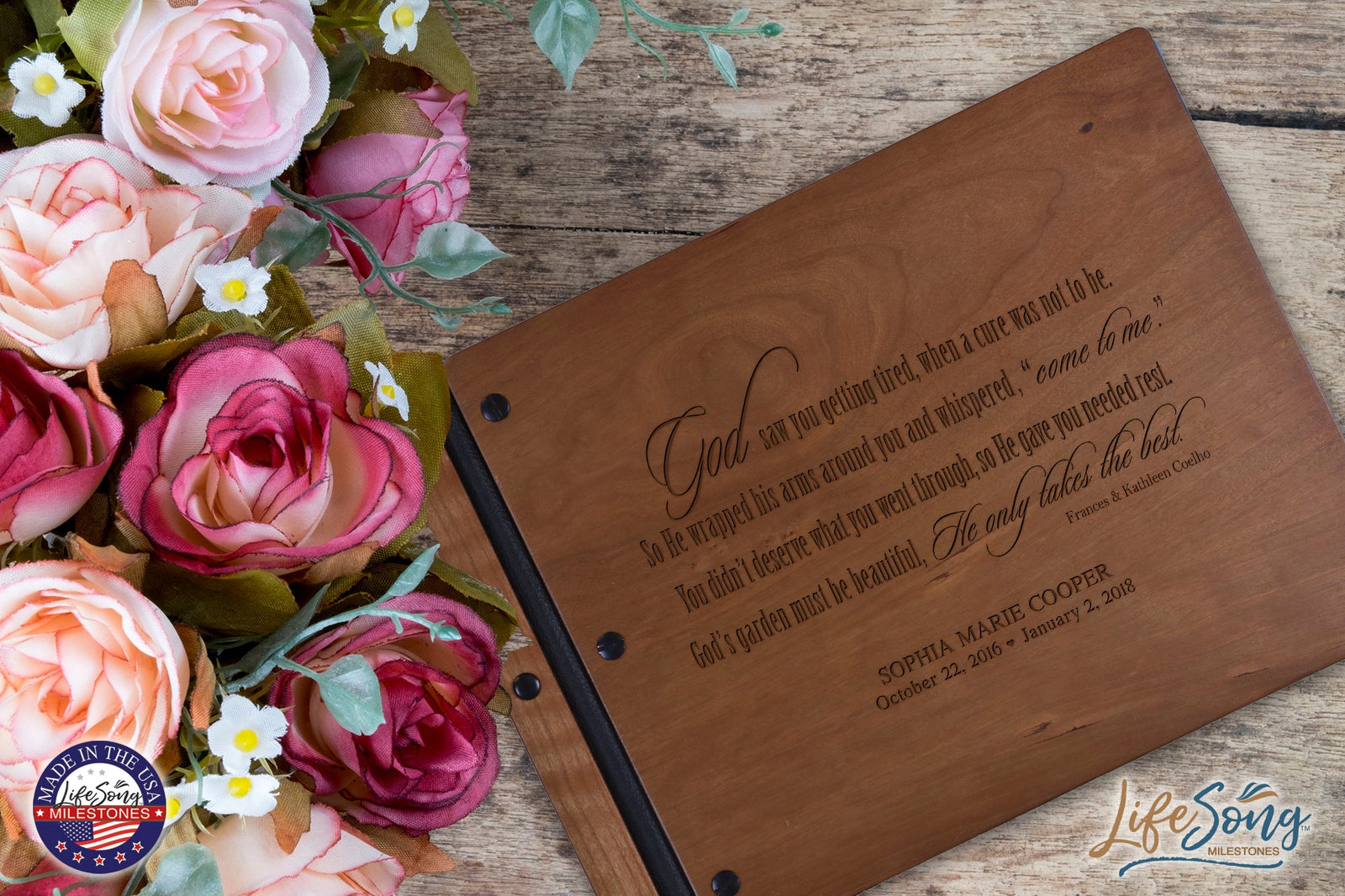Personalized Memorial Guest Book - God Saw You - LifeSong Milestones