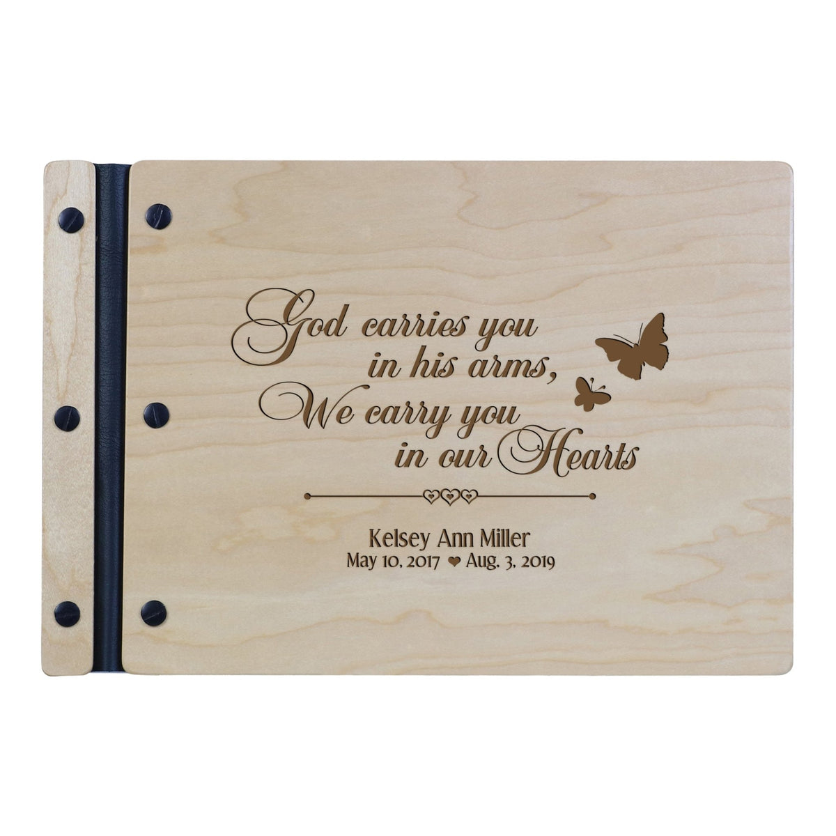 Personalized Memorial Guest Book - In His Arms - LifeSong Milestones