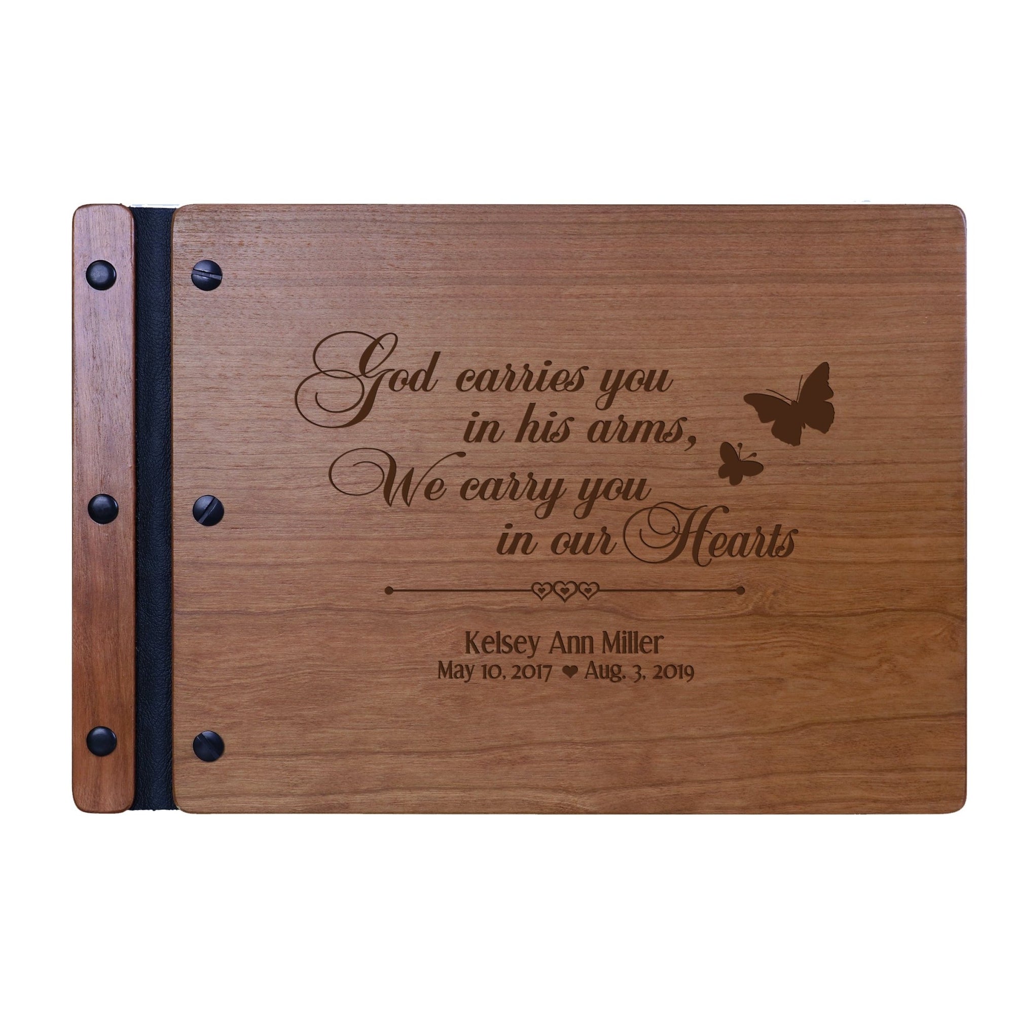 Personalized Memorial Guest Book - In His Arms - LifeSong Milestones