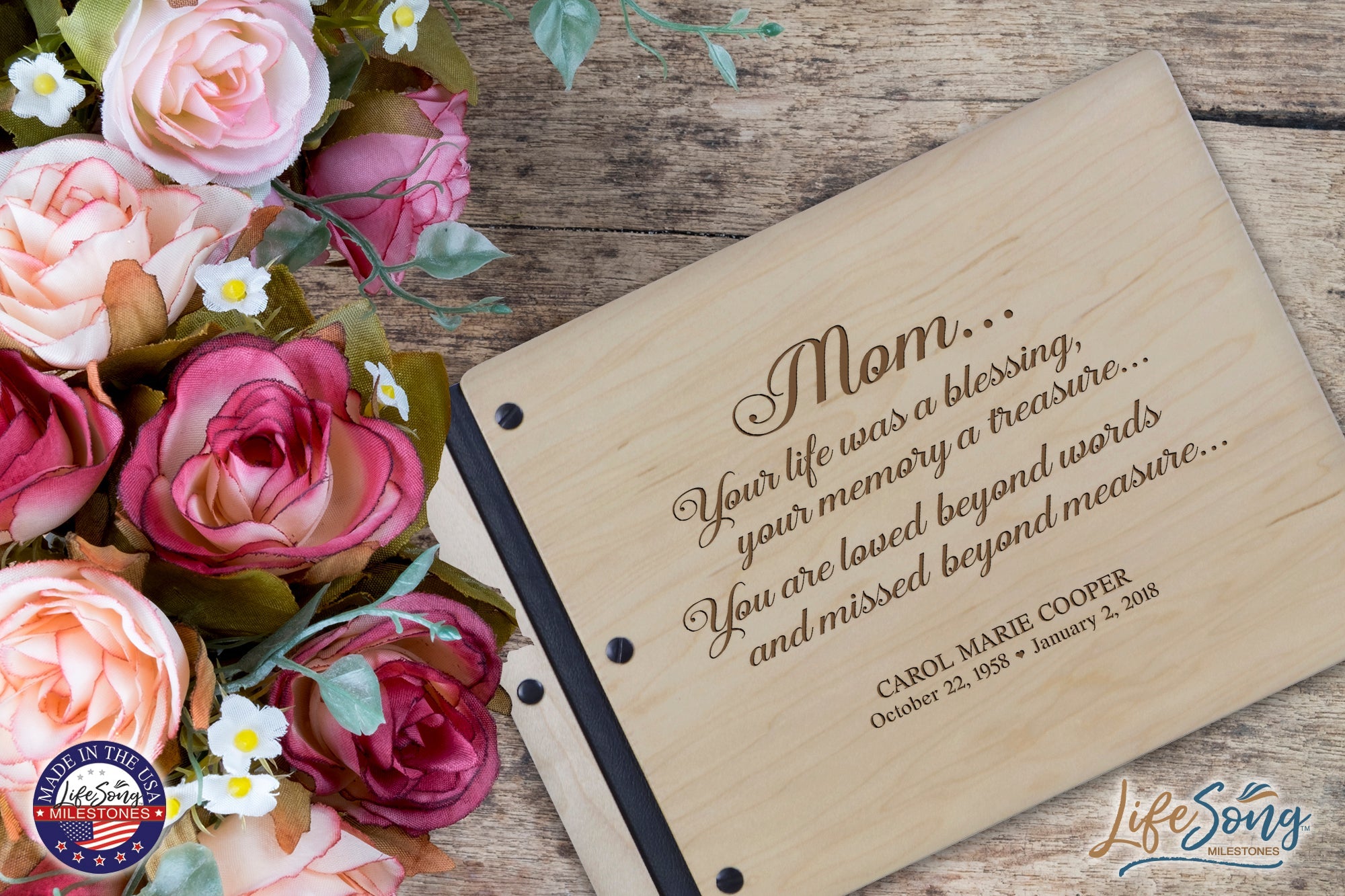 Personalized Memorial Guest Book - Mom - LifeSong Milestones