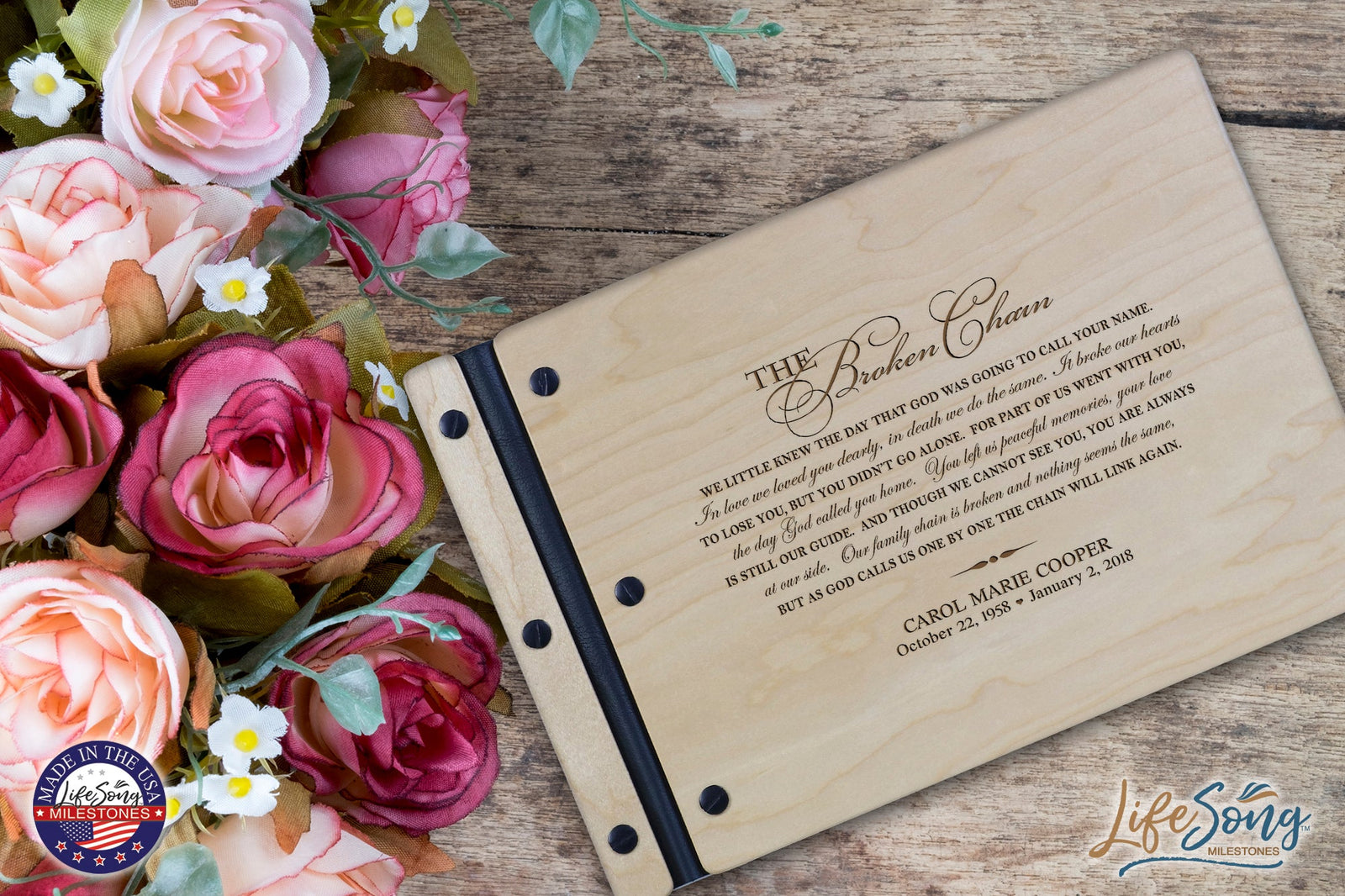 Personalized Memorial Guest Book - The Broken Chain - LifeSong Milestones