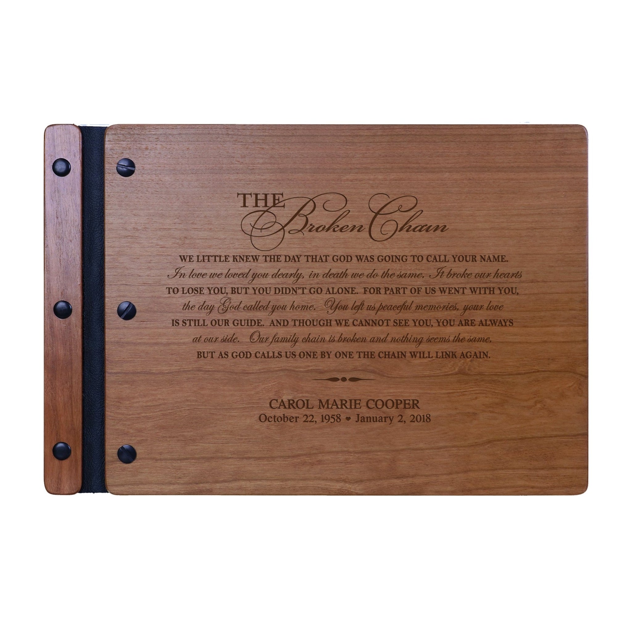 Personalized Memorial Guest Book - The Broken Chain - LifeSong Milestones