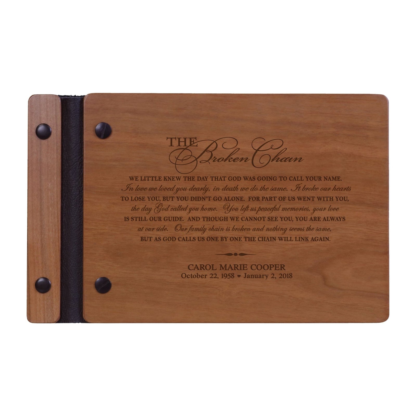 Personalized Memorial Guest Book - The Broken Chain - LifeSong Milestones