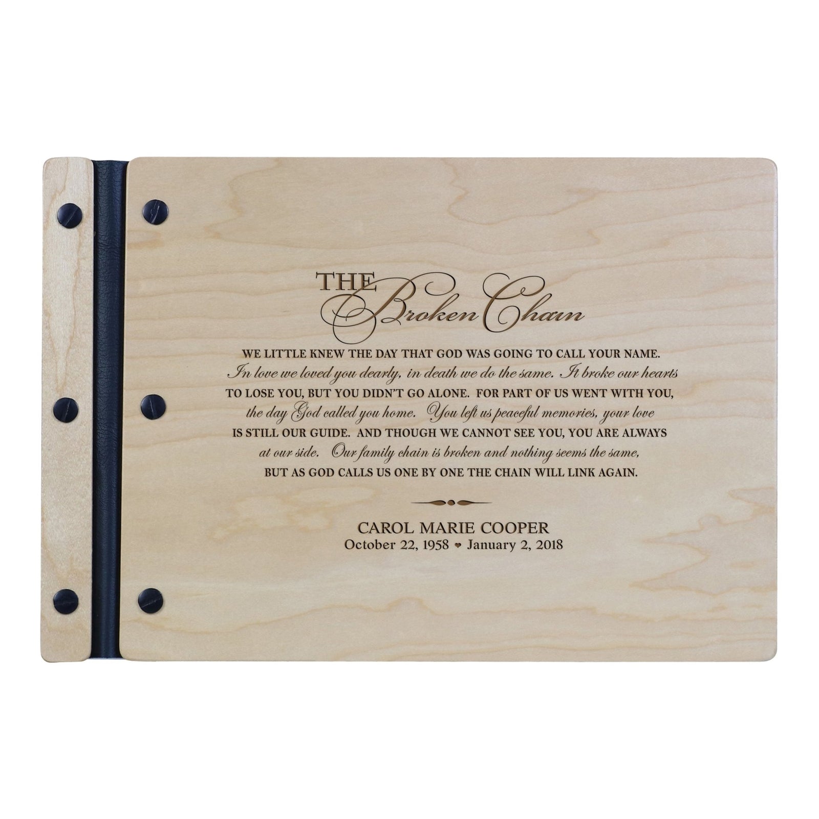 Personalized Memorial Guest Book - The Broken Chain - LifeSong Milestones