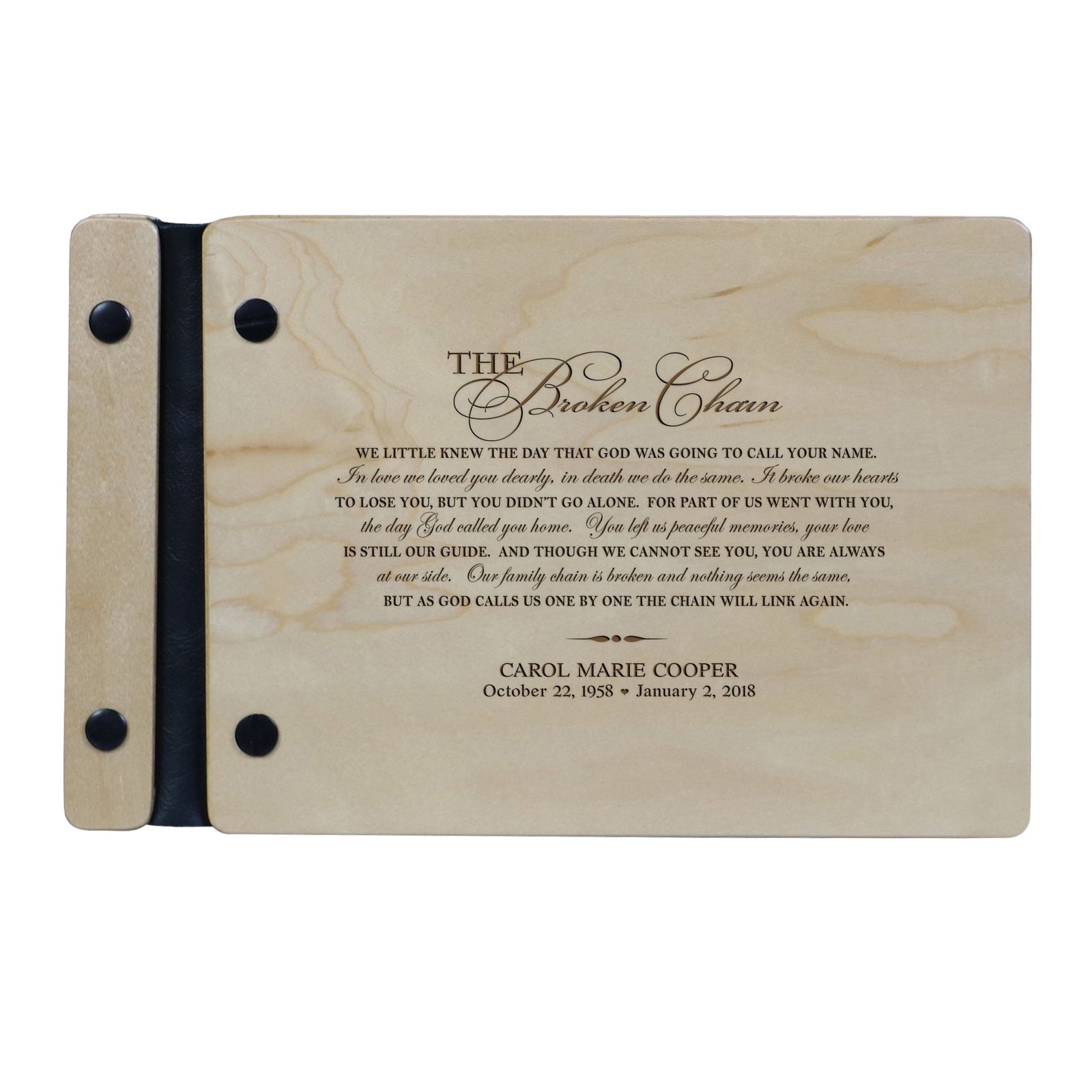 Personalized Memorial Guest Book - The Broken Chain - LifeSong Milestones