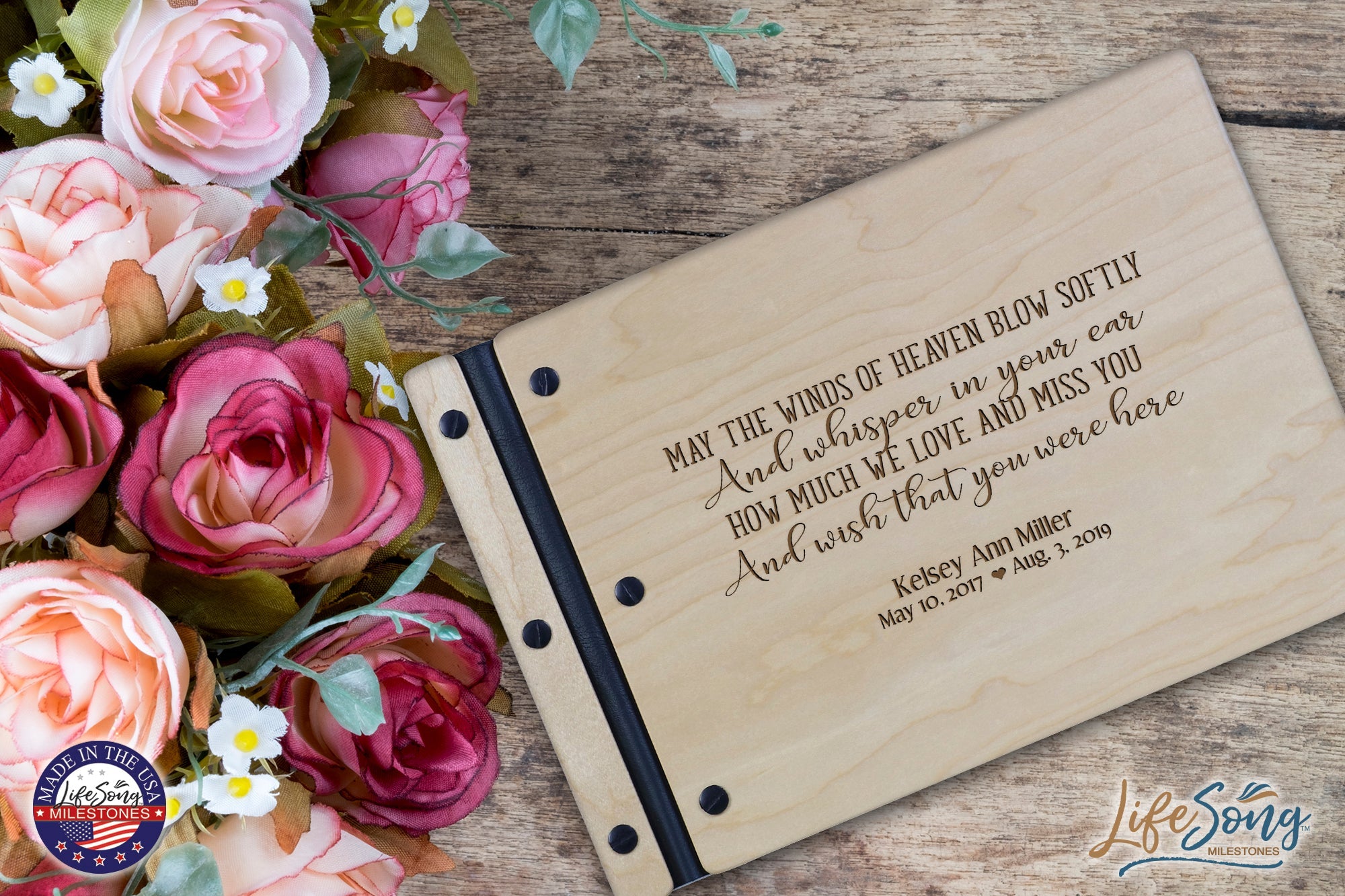 Personalized Memorial Guest Book - Winds Of Heaven - LifeSong Milestones
