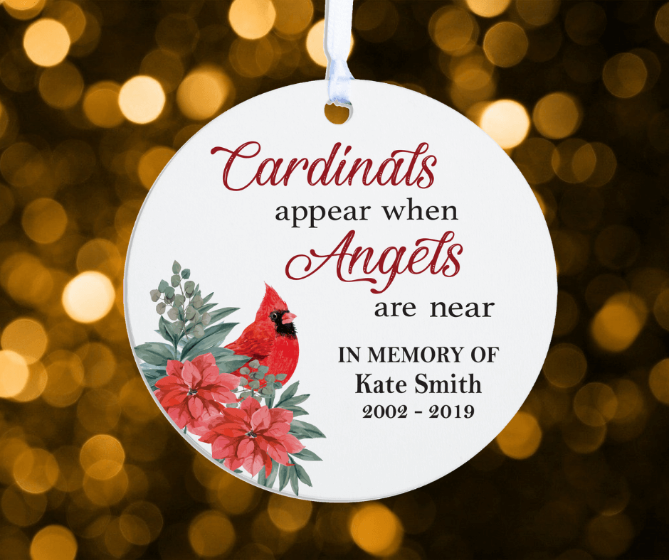 Personalized Memorial Ornament for Loss of Loved One - Cardinals Appear Angels When Angels Are Near - LifeSong Milestones