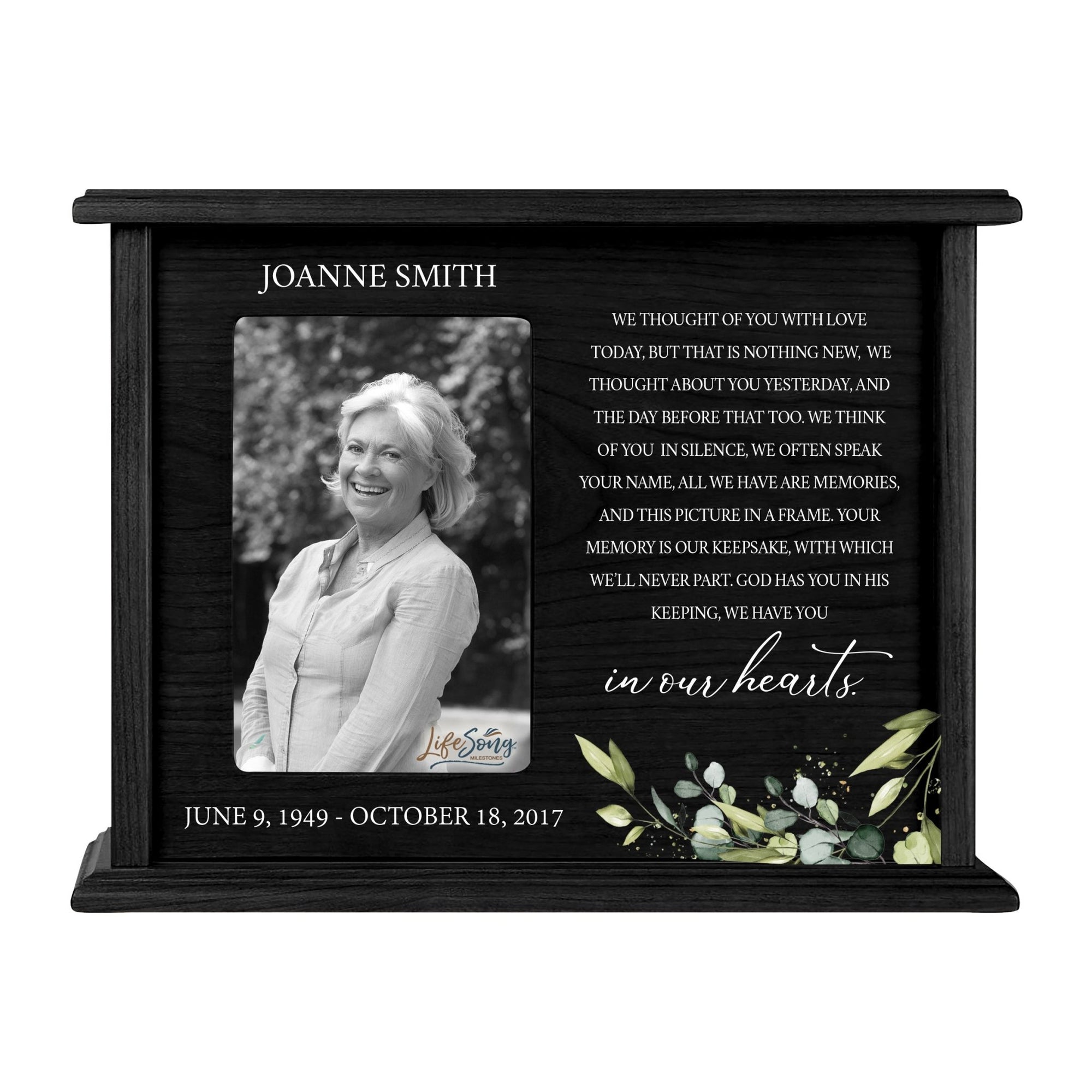 Personalized Memorial Photo Cremation Urn Box for Human Ashes - We Thought Of You - LifeSong Milestones