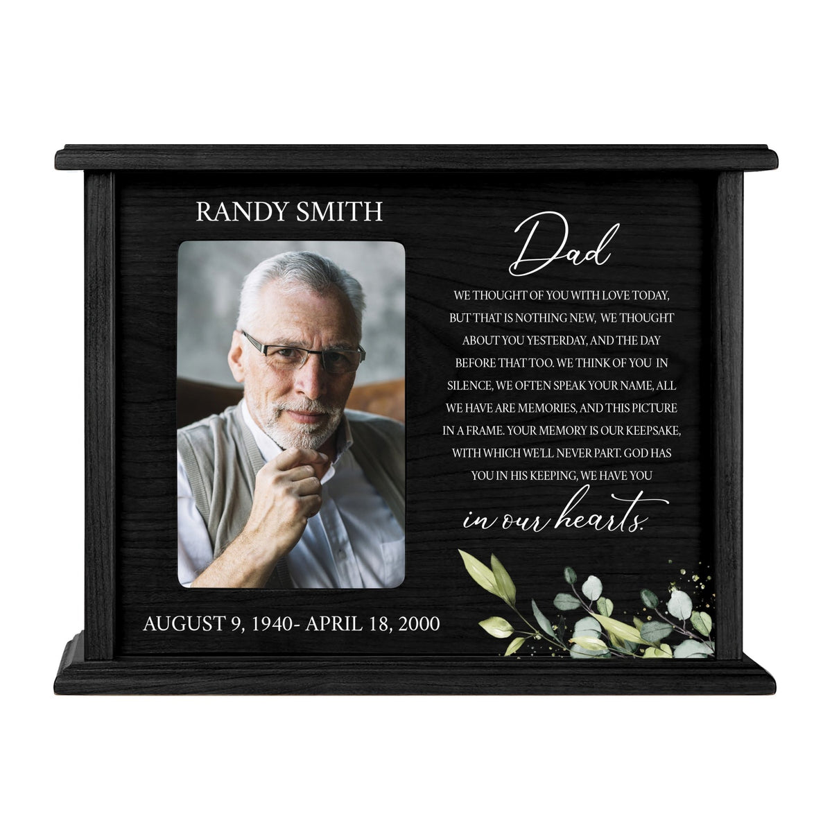 Personalized Engraved Photo Cremation Urn Box Memorial Gift
