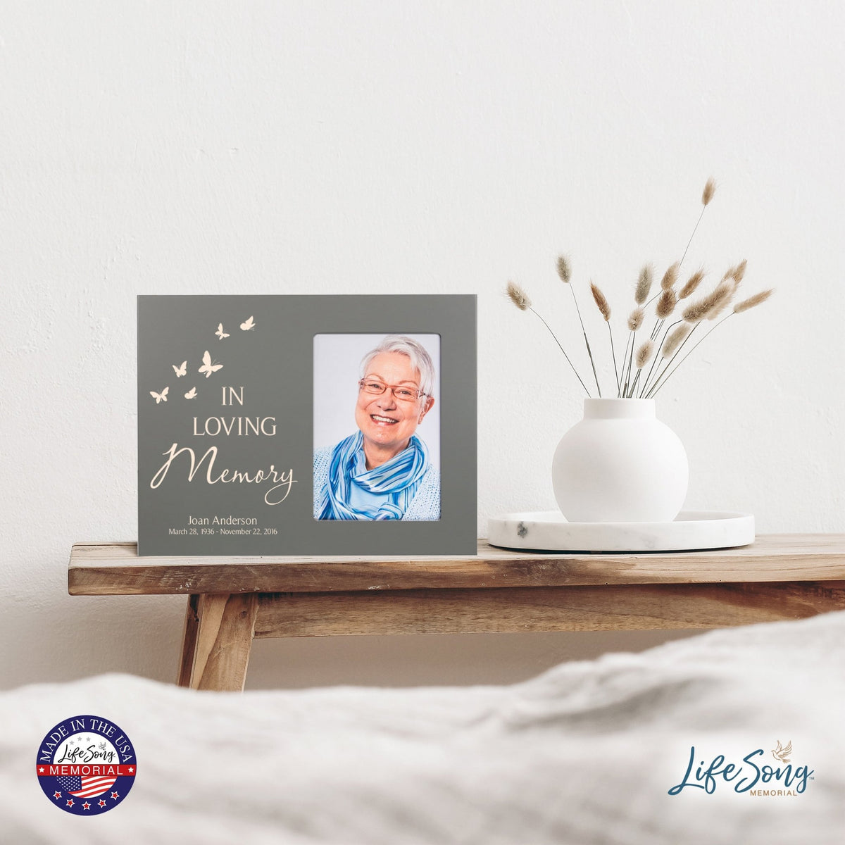 Personalized Memorial Photo Frame - In Loving Memory (butterflies) - LifeSong Milestones