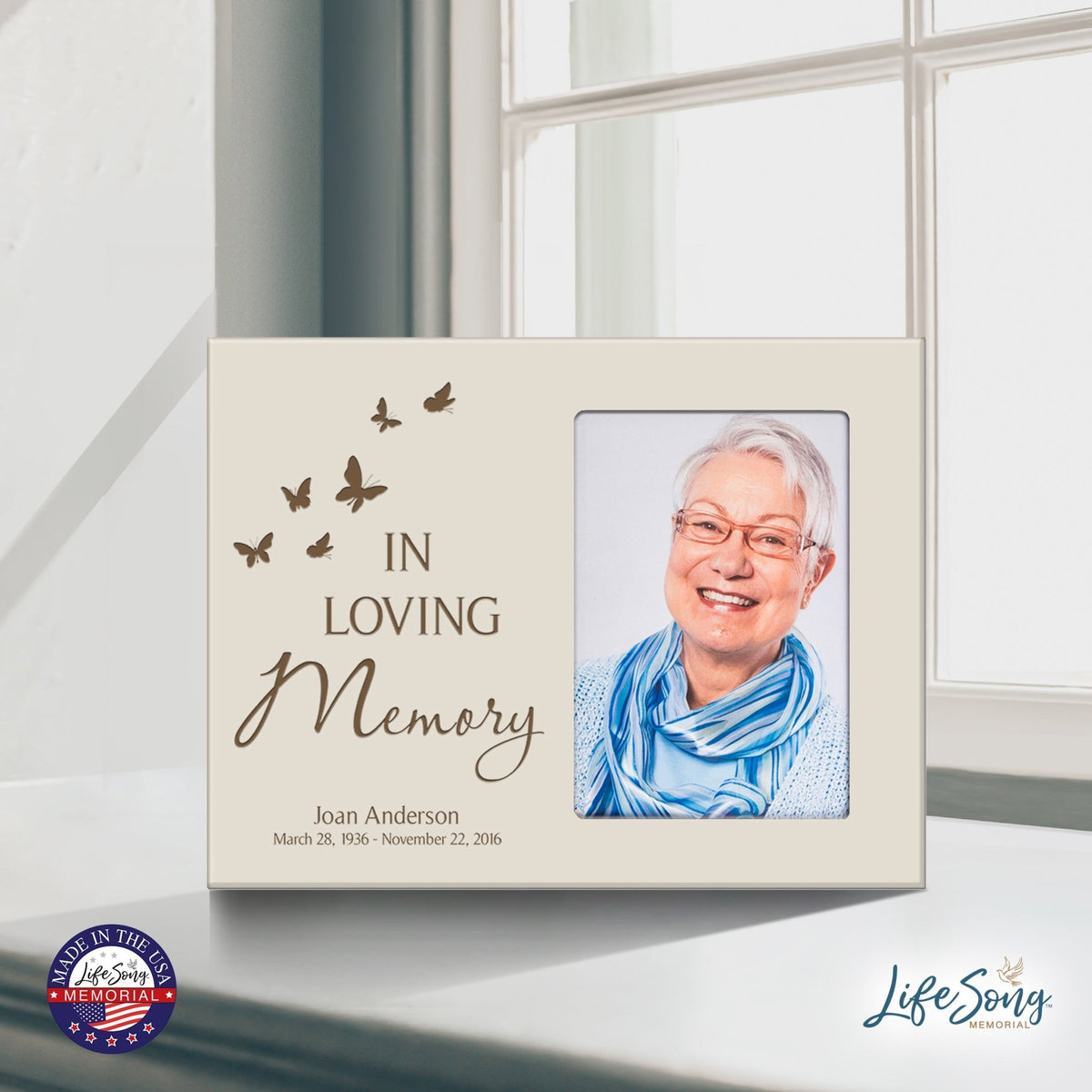 Personalized Memorial Photo Frame - In Loving Memory (butterflies) - LifeSong Milestones