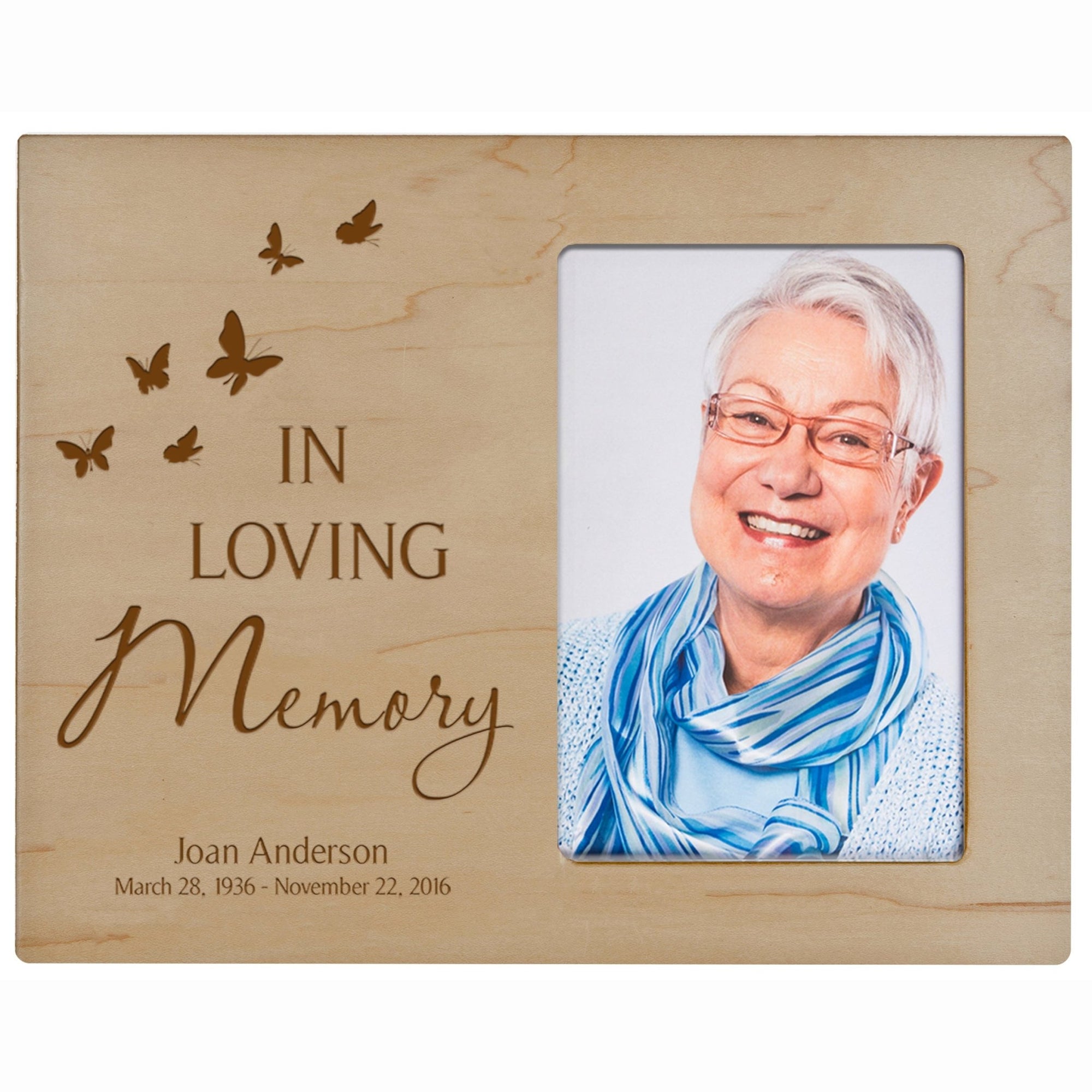 Personalized Memorial Photo Frame - In Loving Memory (butterflies) - LifeSong Milestones