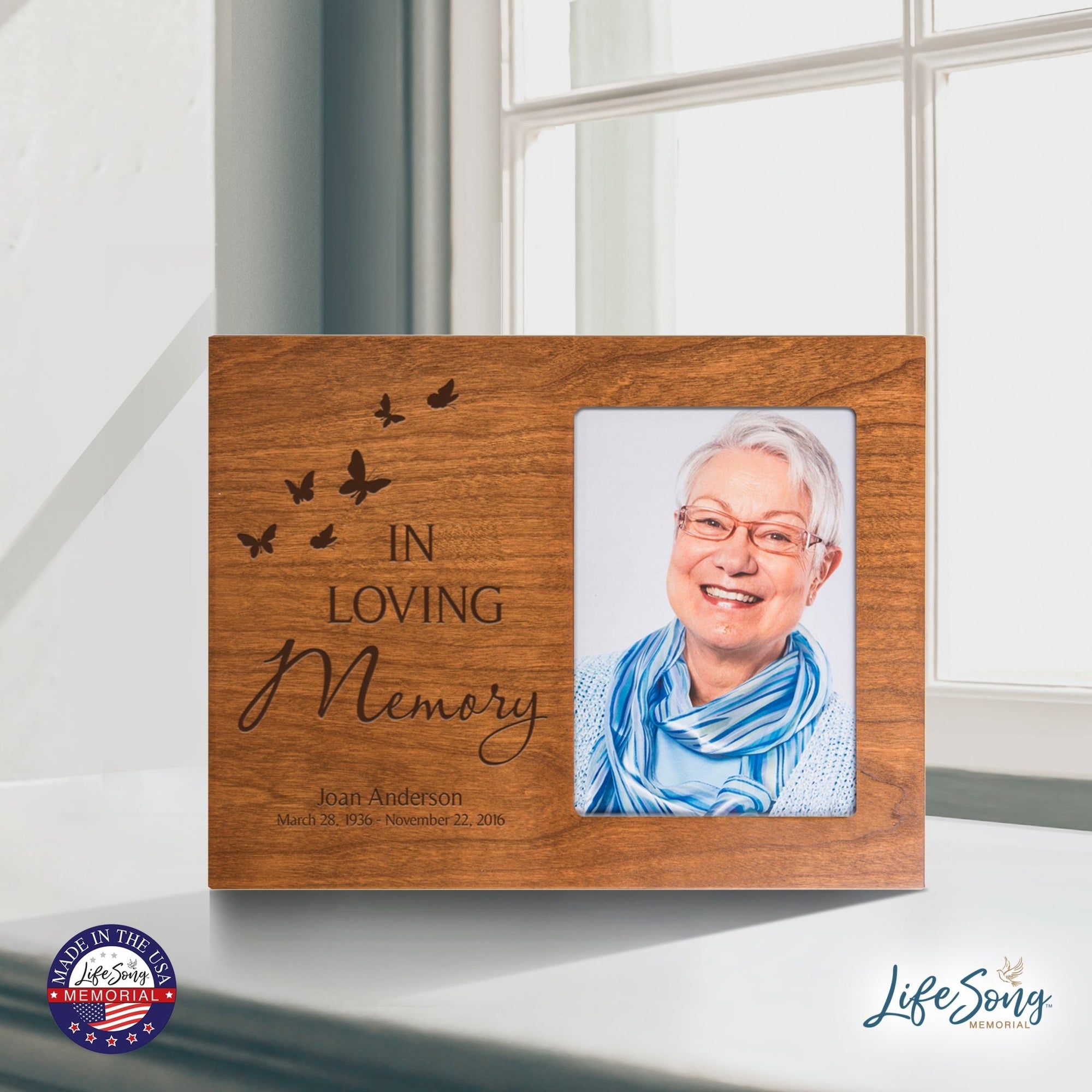 Personalized Memorial Photo Frame - In Loving Memory (butterflies) - LifeSong Milestones