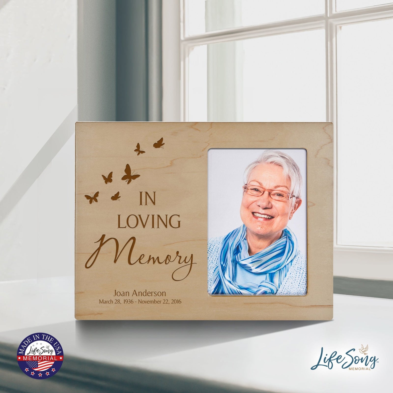 Personalized Memorial Photo Frame - In Loving Memory (butterflies) - LifeSong Milestones