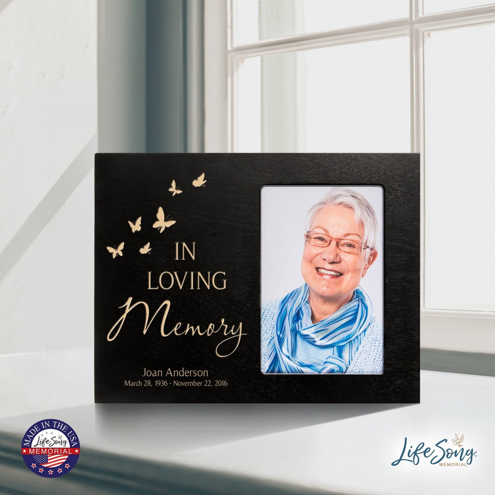 Personalized Memorial Photo Frame - In Loving Memory (butterflies) - LifeSong Milestones