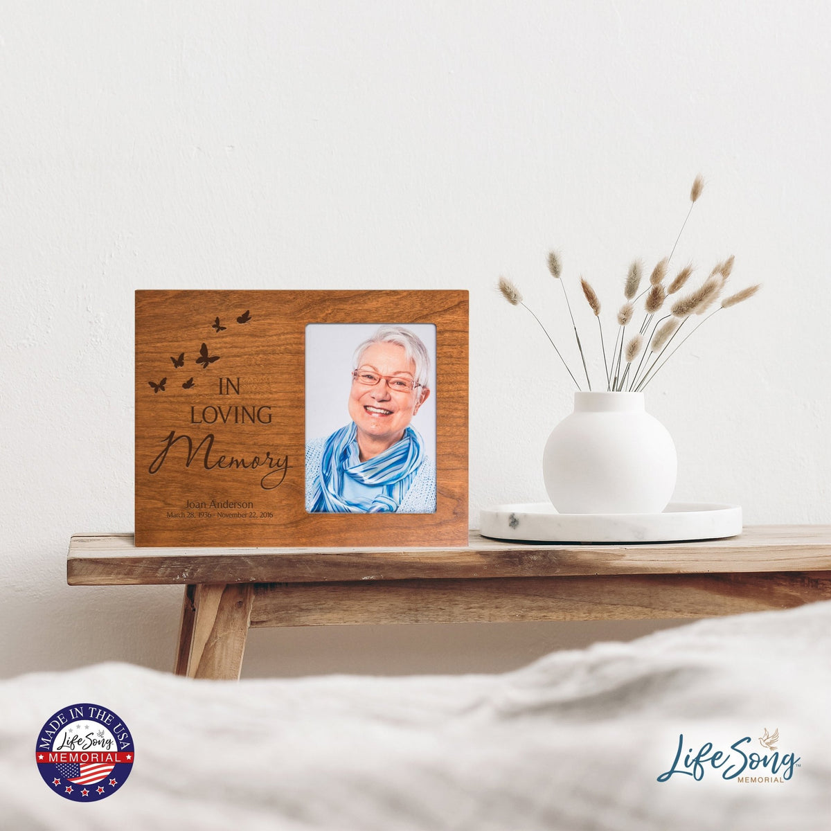 Personalized Memorial Photo Frame - In Loving Memory (butterflies) - LifeSong Milestones