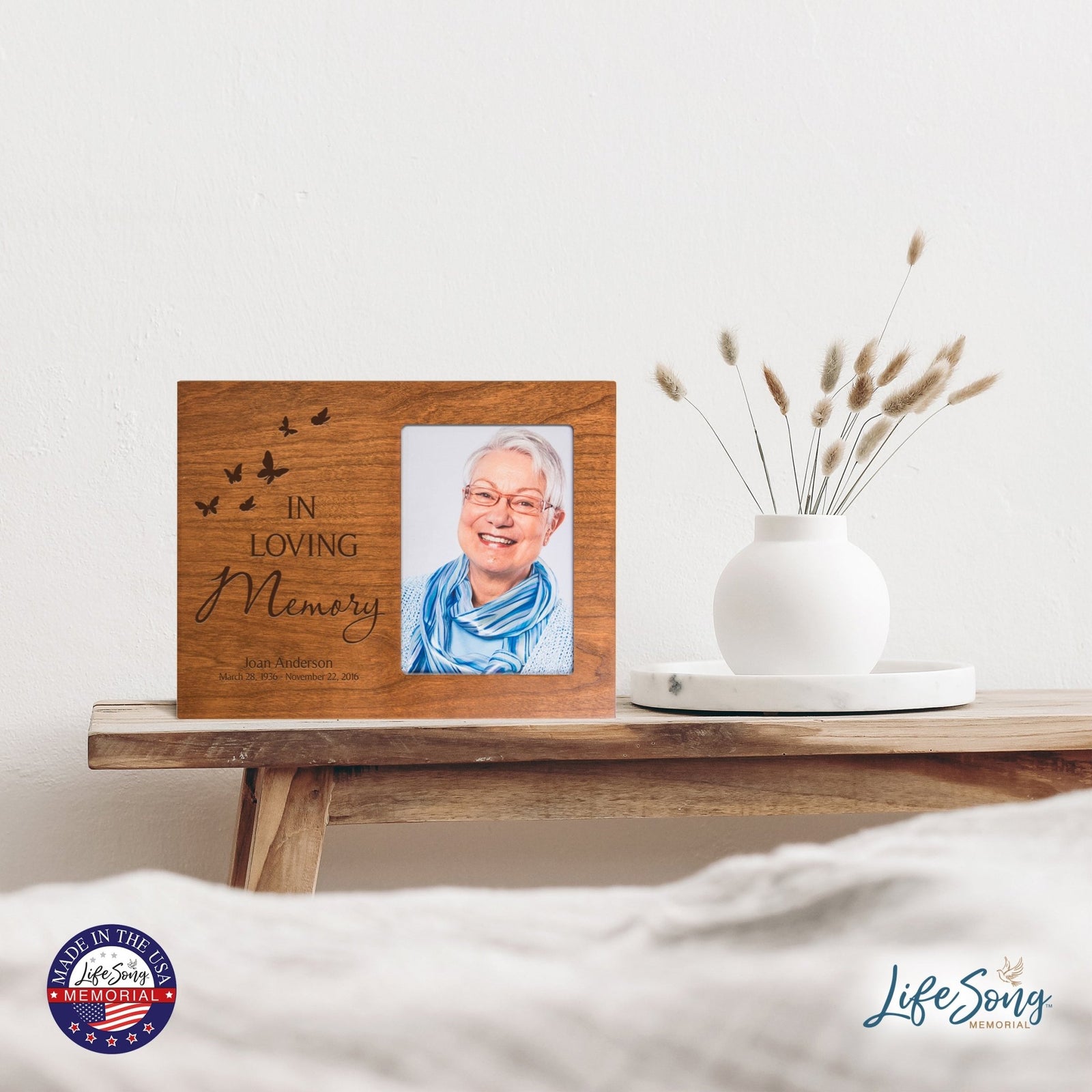 Personalized Memorial Photo Frame - In Loving Memory (butterflies) - LifeSong Milestones