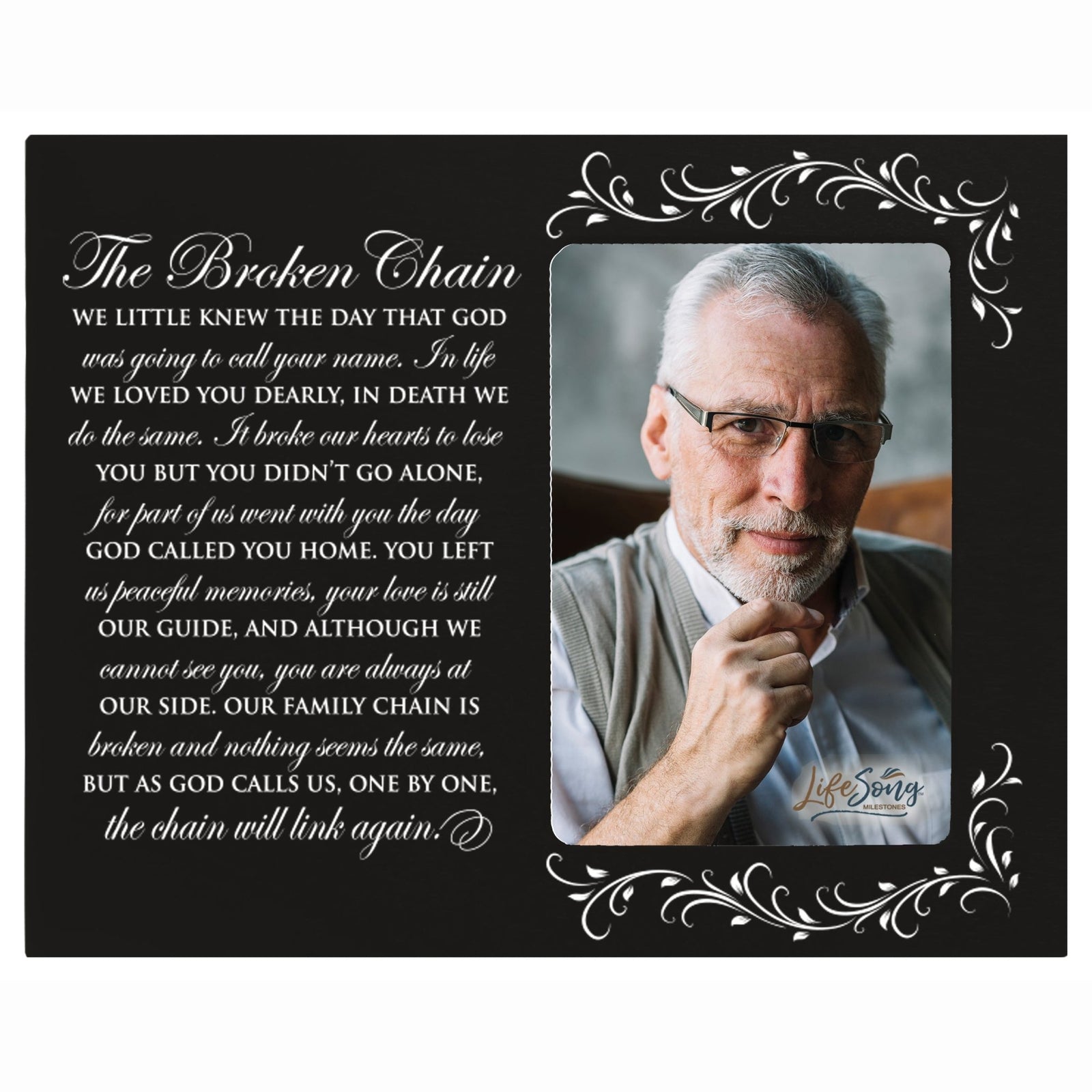 Personalized Memorial Photo Frame - The Broken Chain - LifeSong Milestones