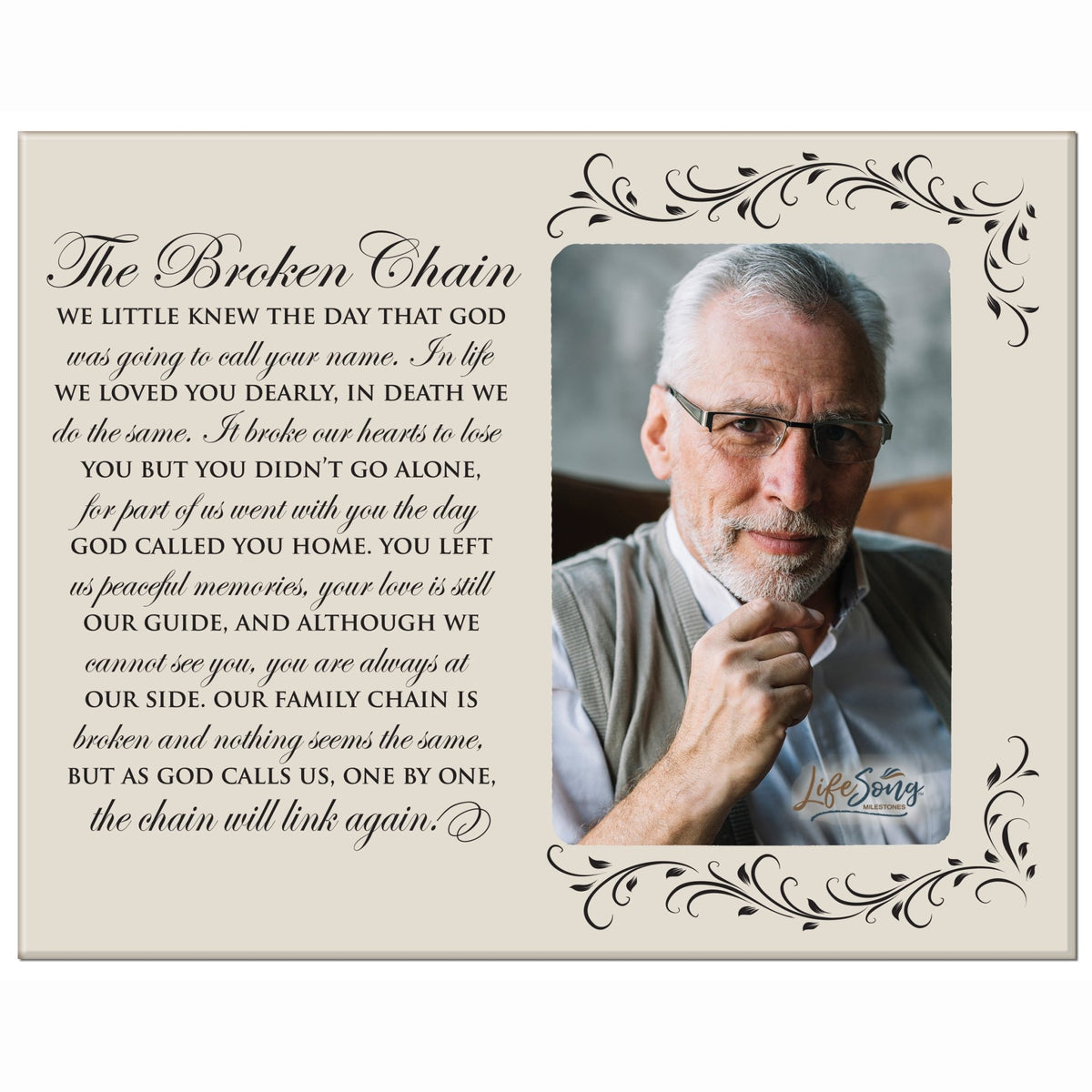 Personalized Memorial Photo Frame - The Broken Chain - LifeSong Milestones
