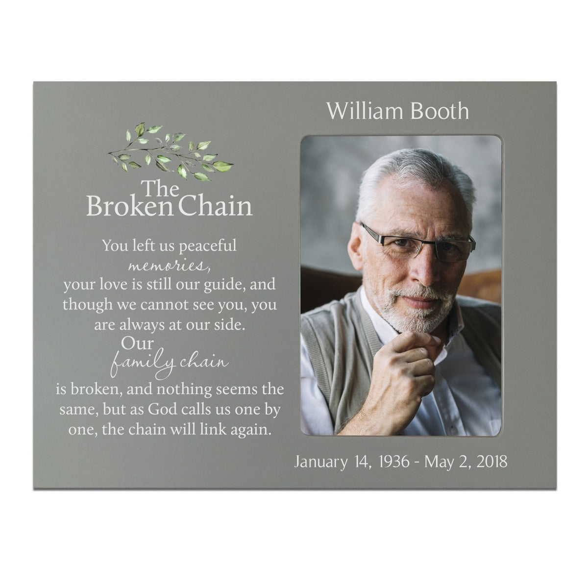 Personalized Memorial Photo Frame - The Broken Chain - LifeSong Milestones