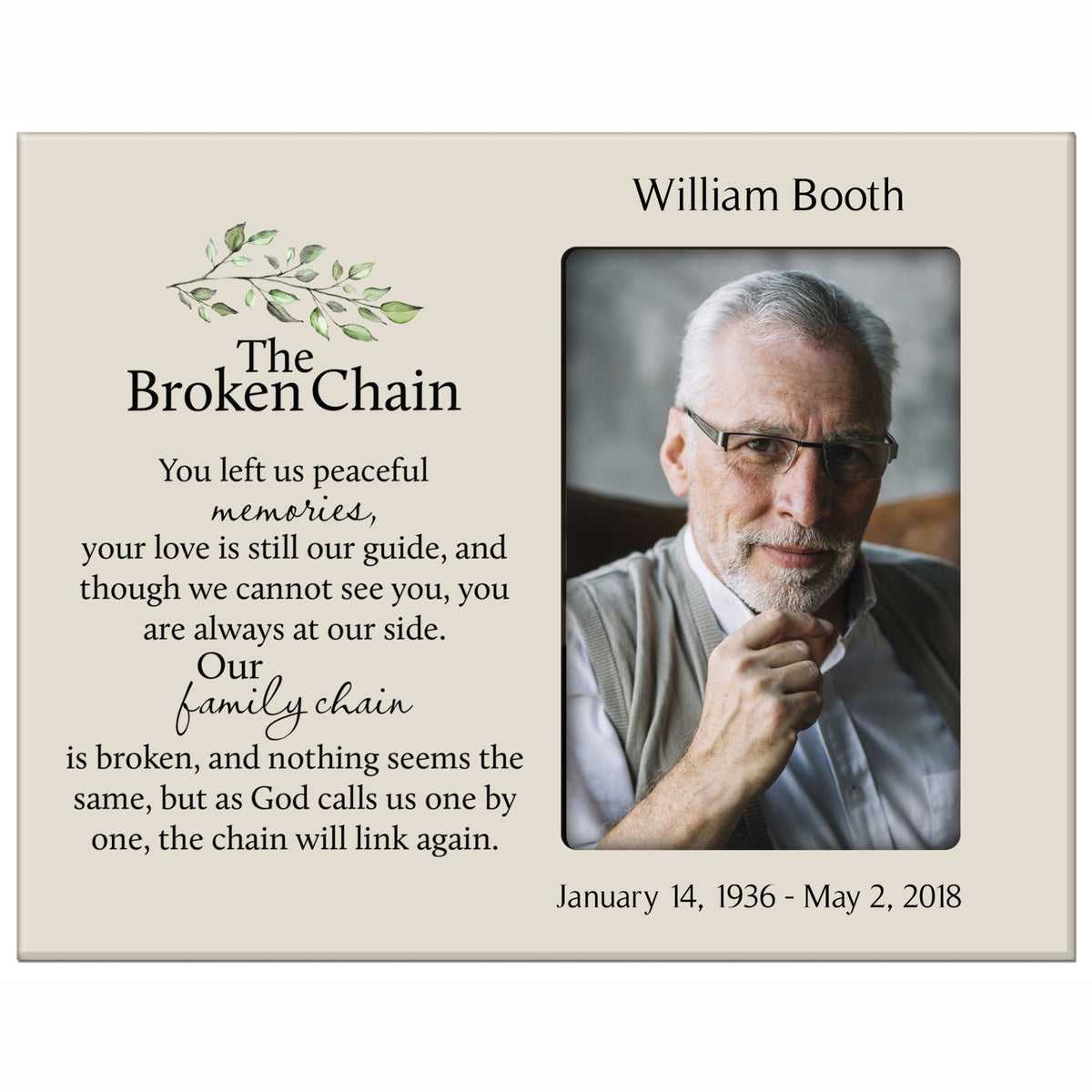 Personalized Memorial Photo Frame - The Broken Chain - LifeSong Milestones
