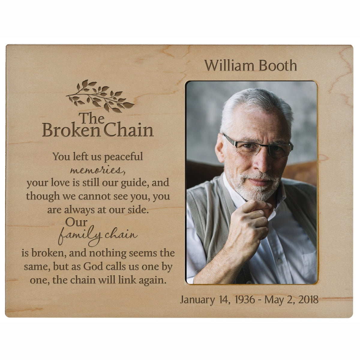 Personalized Memorial Photo Frame - The Broken Chain - LifeSong Milestones