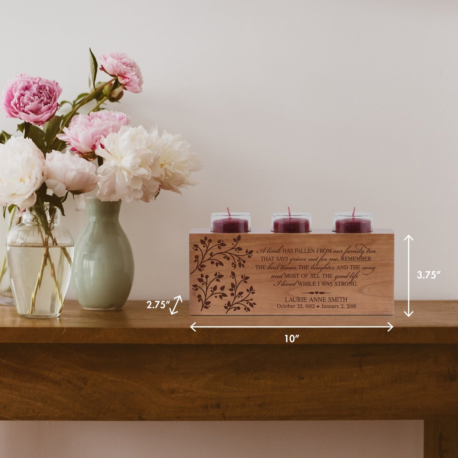 Personalized Memorial Sympathy Gift Candle Holder - A Limb Has Fallen - LifeSong Milestones