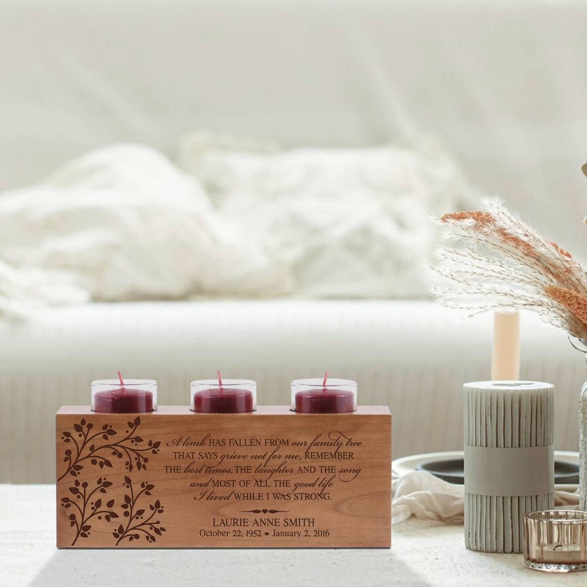 Personalized Memorial Sympathy Gift Candle Holder - A Limb Has Fallen - LifeSong Milestones