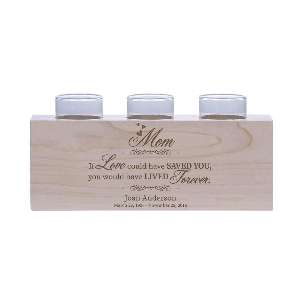 Personalized Memorial Sympathy Gift Idea Candle Holder - Mom, If Love Could - LifeSong Milestones