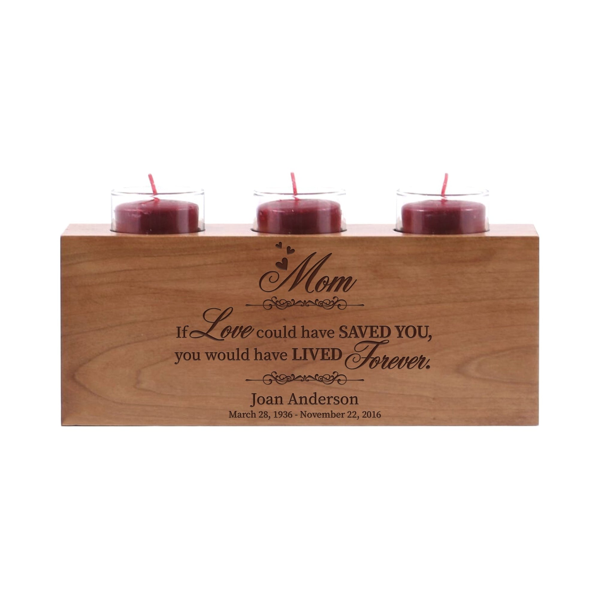 Personalized Memorial Sympathy Gift Idea Candle Holder - Mom, If Love Could - LifeSong Milestones