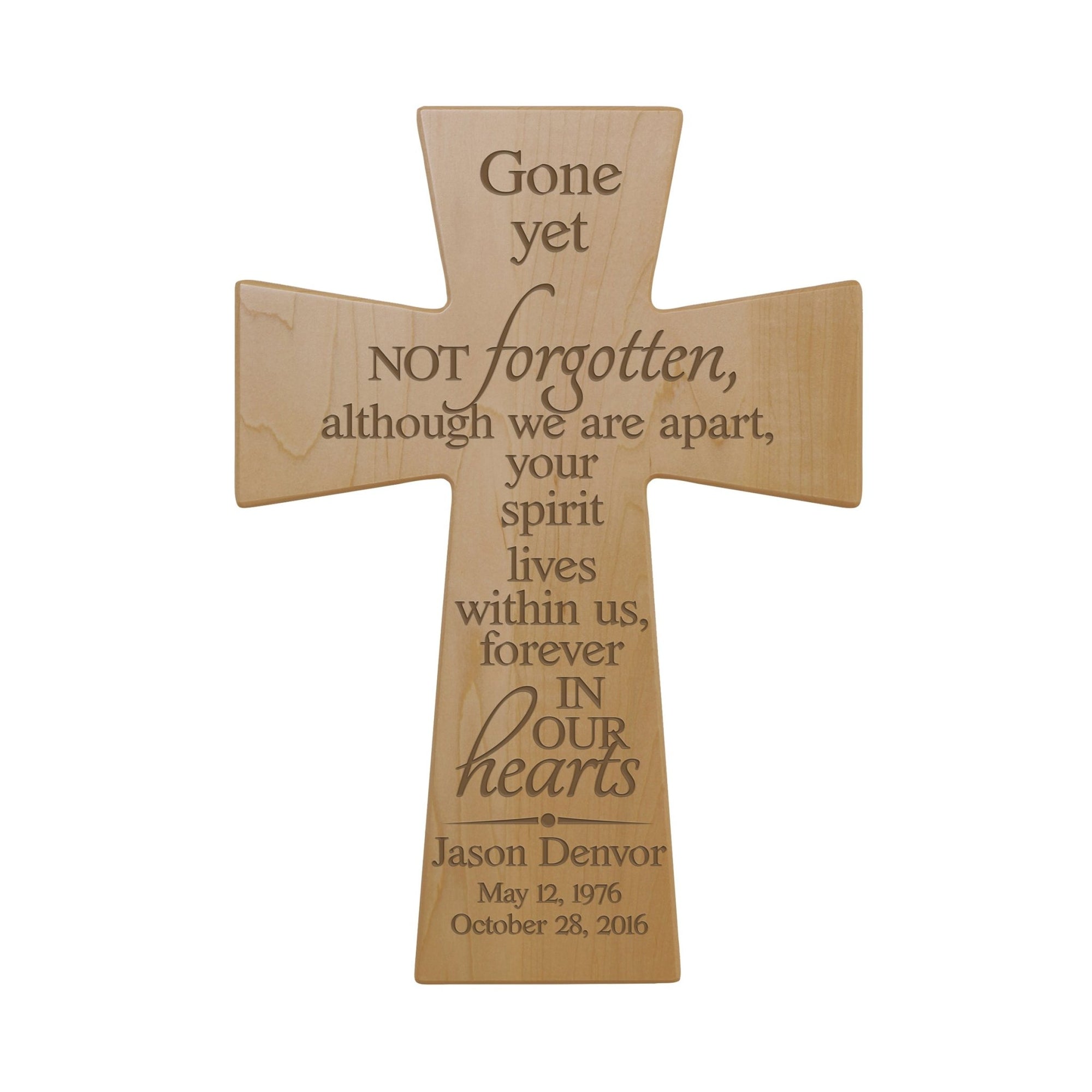 Personalized Memorial Wall Cross 12”x17”- Gone Yet Not Forgotten - LifeSong Milestones