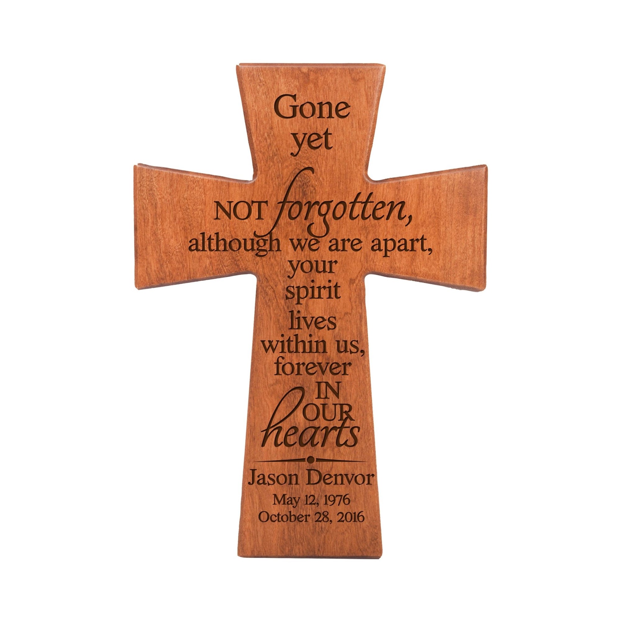 Personalized Memorial Wall Cross 12”x17”- Gone Yet Not Forgotten - LifeSong Milestones