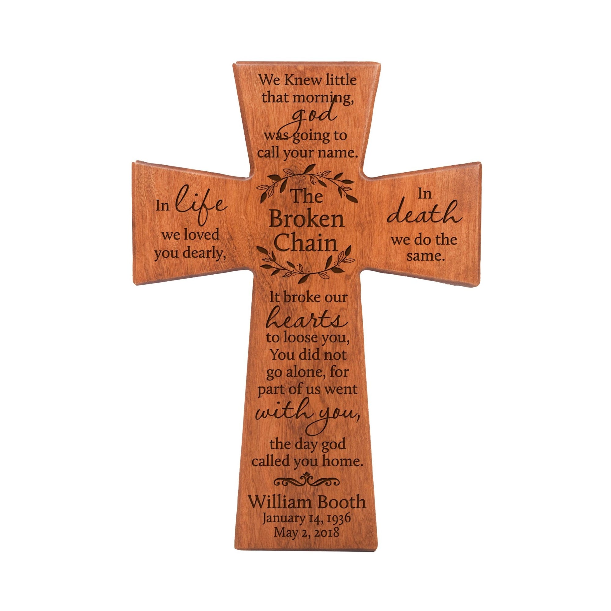Personalized Memorial Wall Cross 12”x17”- The Broken Chain - LifeSong Milestones