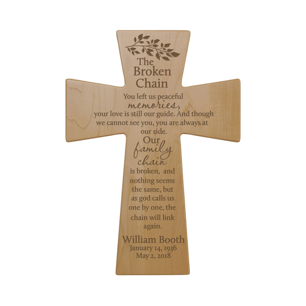 Personalized Memorial Wall Cross 12”x17”- The Broken Chain 2 - LifeSong Milestones